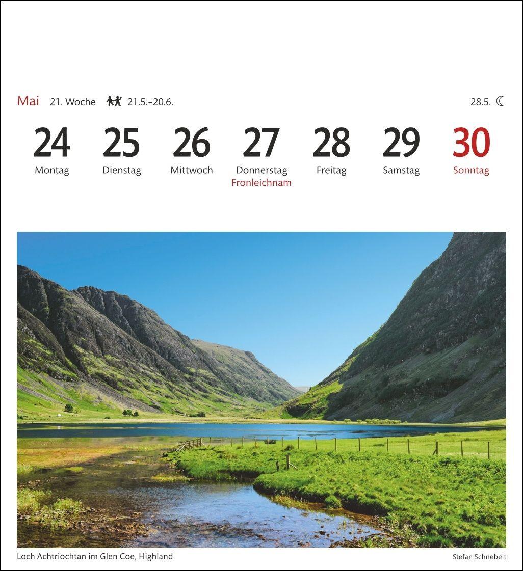 Beispielinhalt (Bild) Schottland Sehnsuchtskalender 2027 - Wochenkalender mit 53 Postkarten