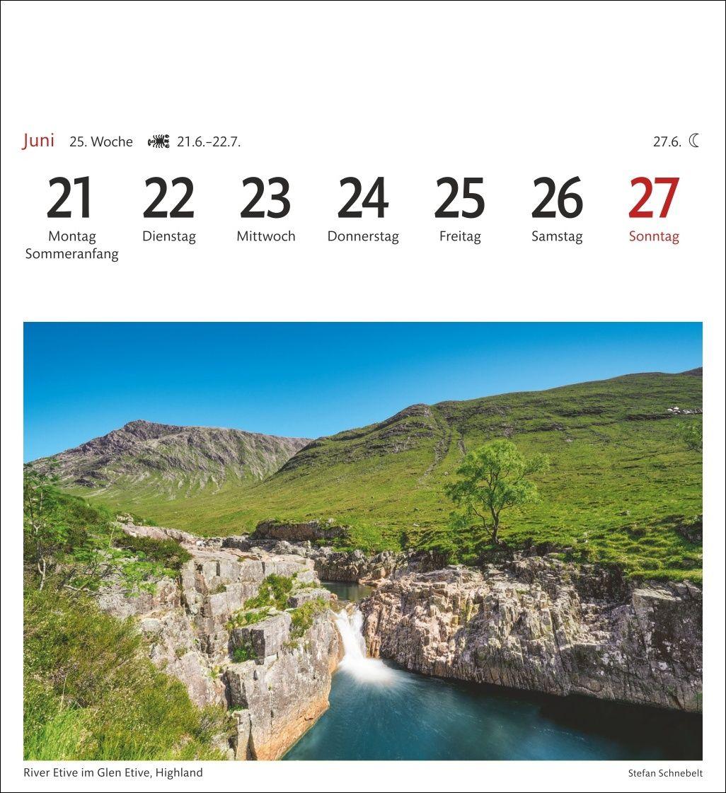 Beispielinhalt (Bild) Schottland Sehnsuchtskalender 2027 - Wochenkalender mit 53 Postkarten