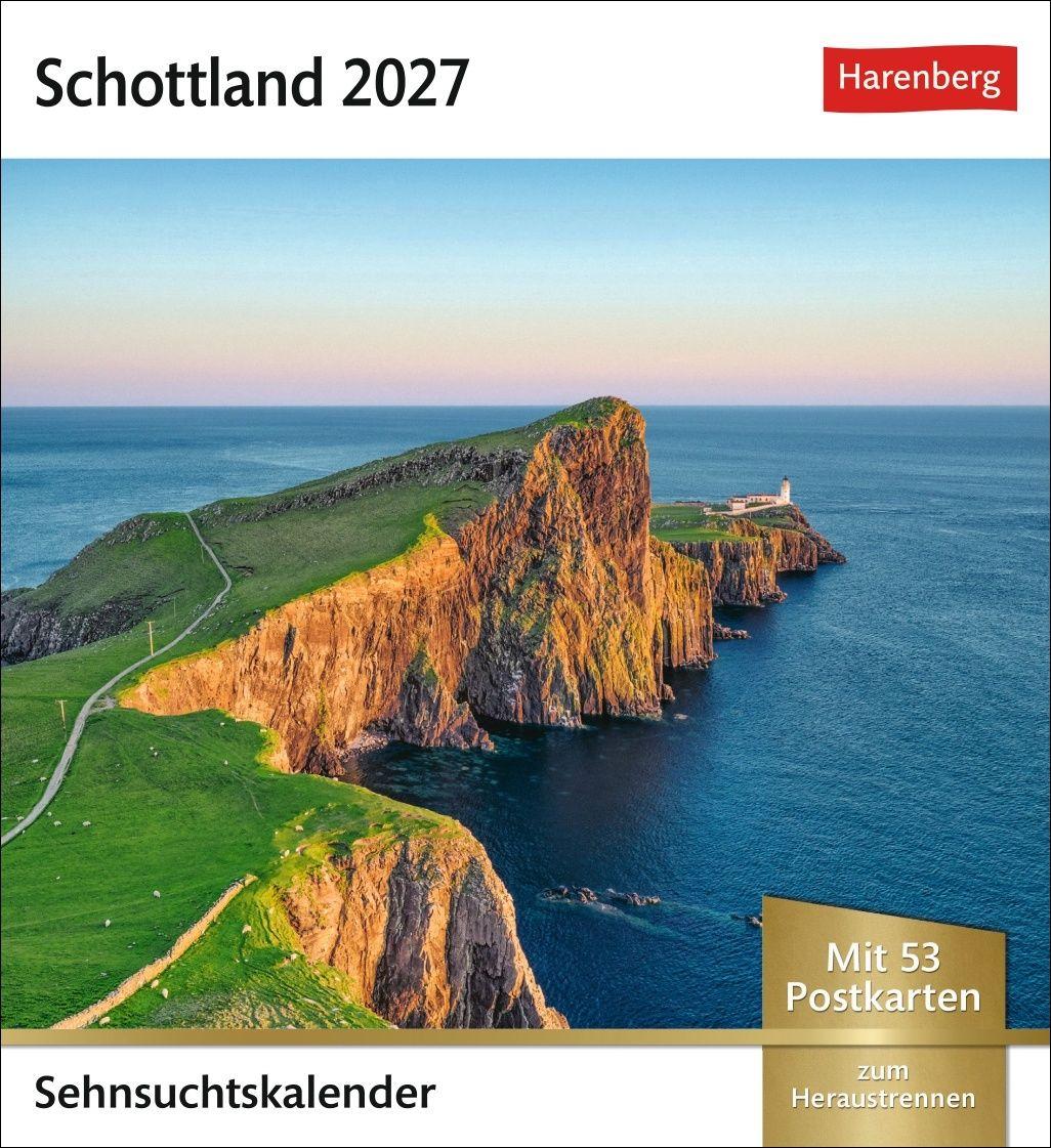 Vorderes Coverbild Schottland Sehnsuchtskalender 2027 - Wochenkalender mit 53 Postkarten