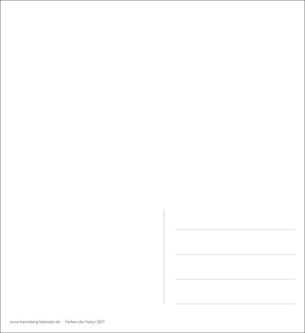 Beispielinhalt (Bild) Farben der Natur Postkartenkalender 2027 - Wochenkalender mit 53 Postkarten