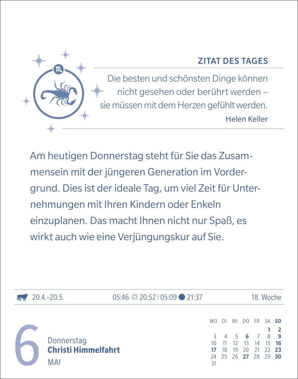 Beispielinhalt (Bild) Skorpion Sternzeichenkalender 2027 - Tagesabreißkalender - Ihr Horoskop für jeden Tag