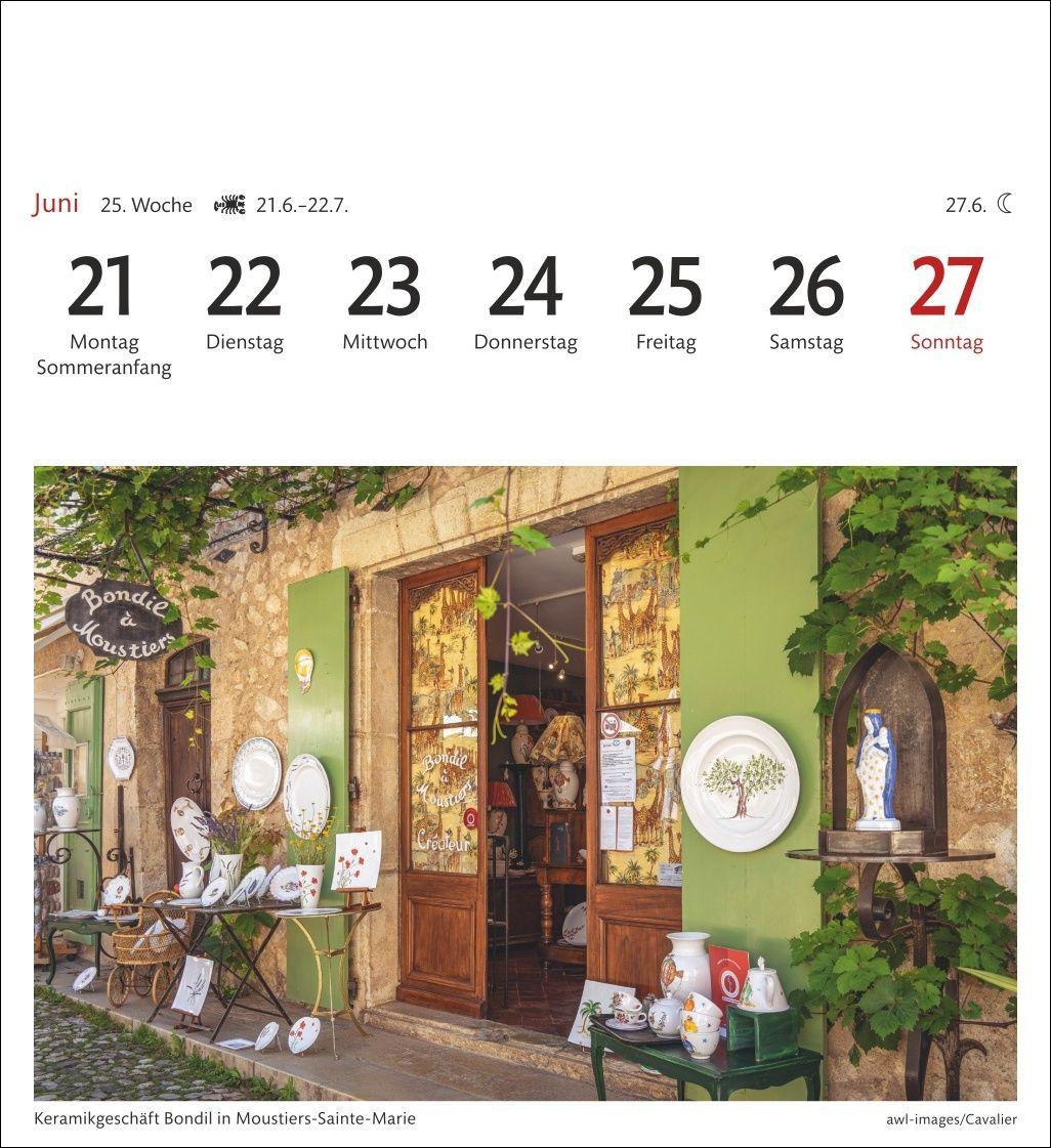 Beispielinhalt (Bild) Provence Sehnsuchtskalender 2027 - Wochenkalender mit 53 Postkarten