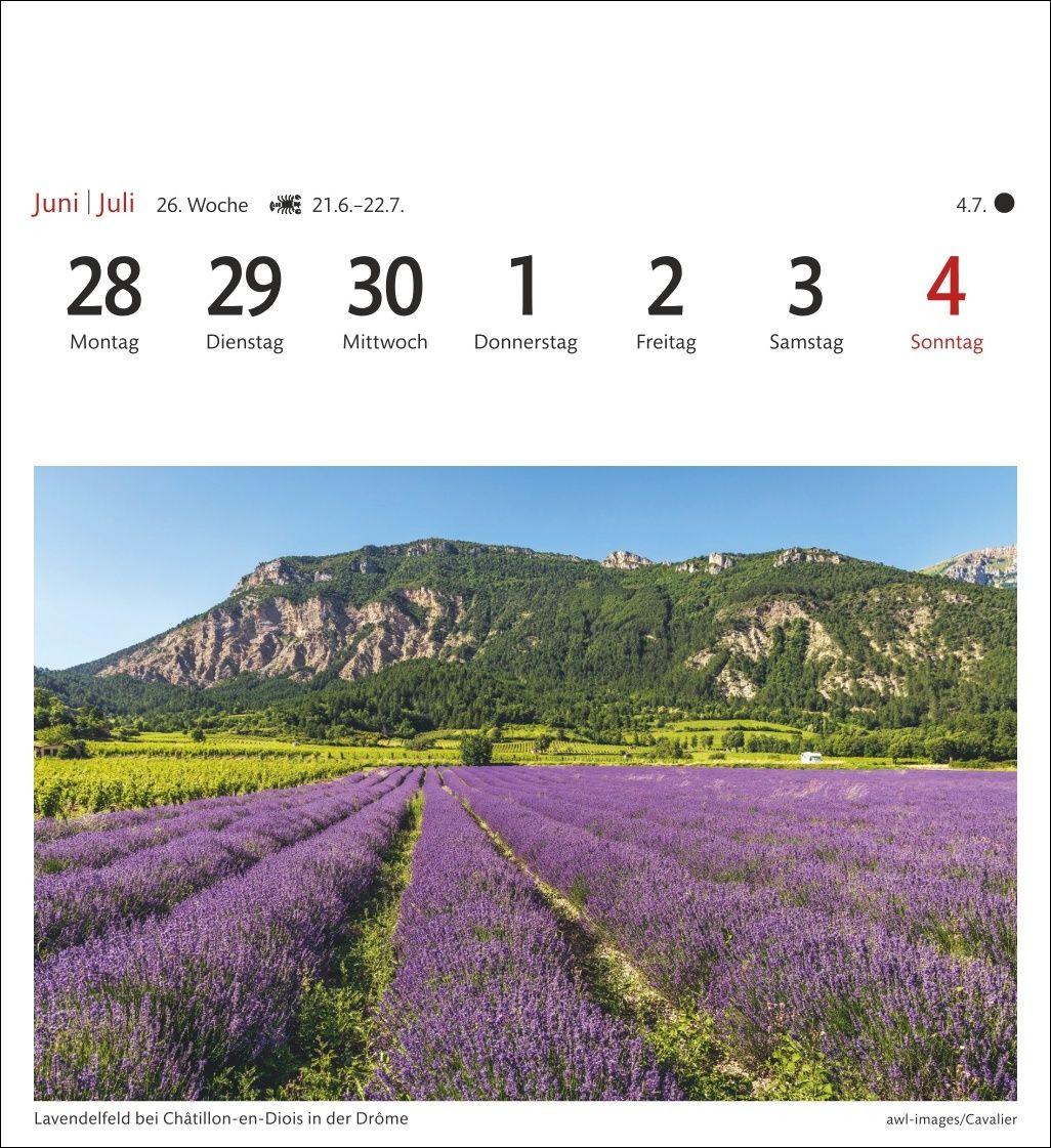 Beispielinhalt (Bild) Provence Sehnsuchtskalender 2027 - Wochenkalender mit 53 Postkarten