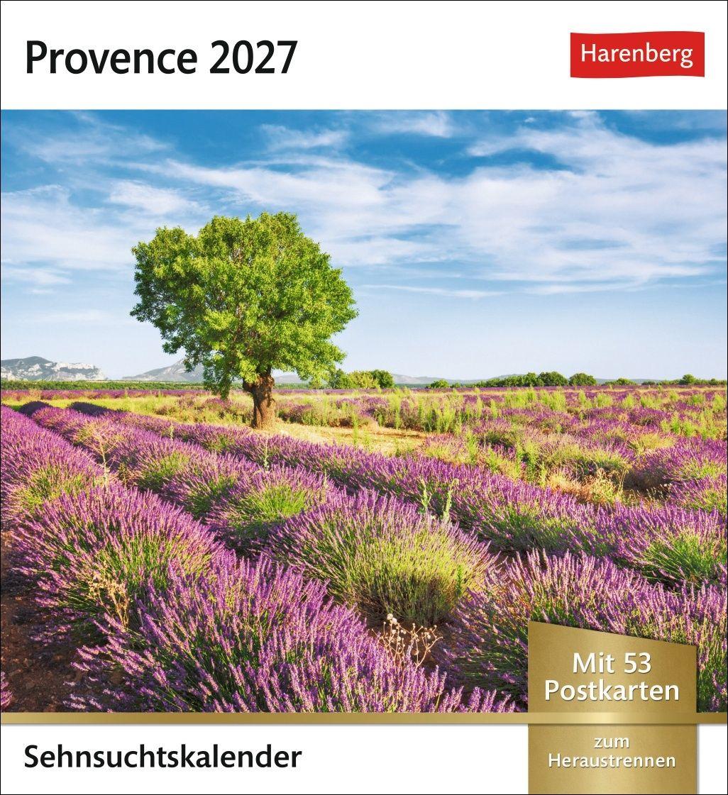 Vorderes Coverbild Provence Sehnsuchtskalender 2027 - Wochenkalender mit 53 Postkarten