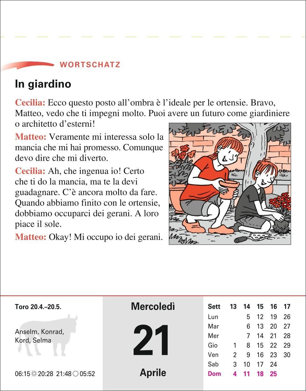 Beispielinhalt (Bild) Italienisch Sprachkalender 2027 - Italienisch lernen leicht gemacht - Tagesabreißkalender