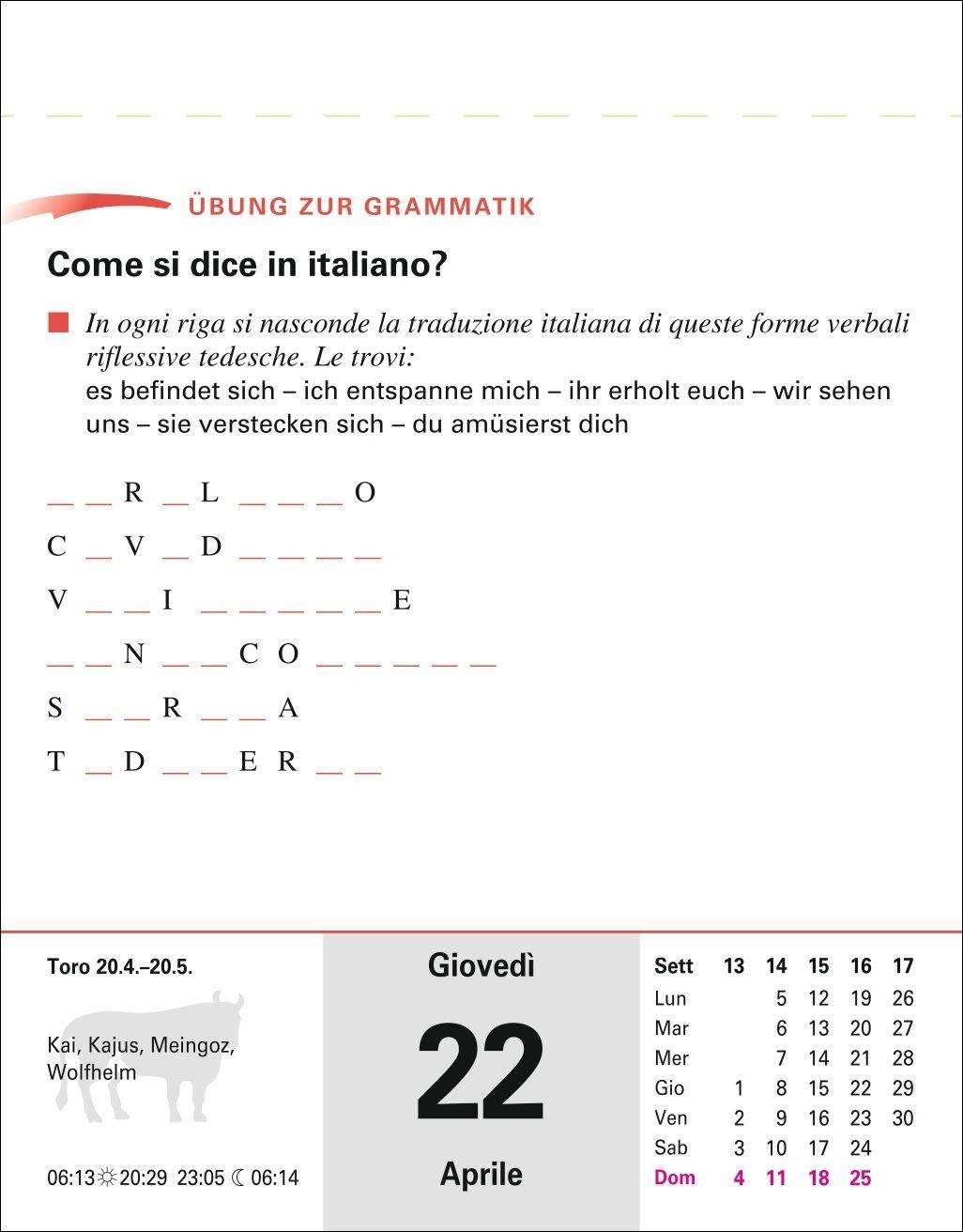 Beispielinhalt (Bild) Italienisch Sprachkalender 2027 - Italienisch lernen leicht gemacht - Tagesabreißkalender