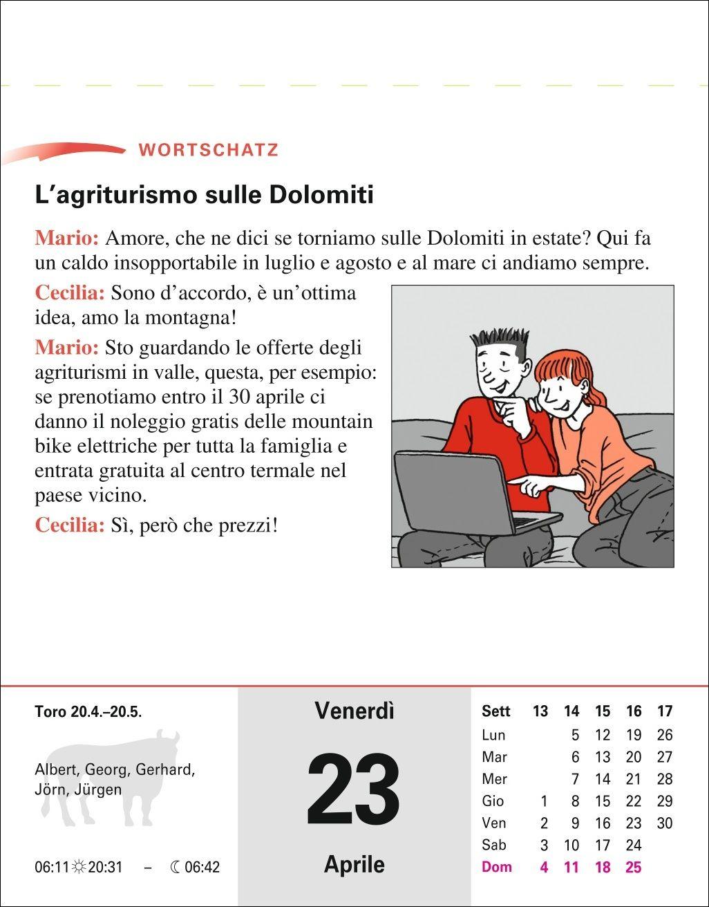 Beispielinhalt (Bild) Italienisch Sprachkalender 2027 - Italienisch lernen leicht gemacht - Tagesabreißkalender