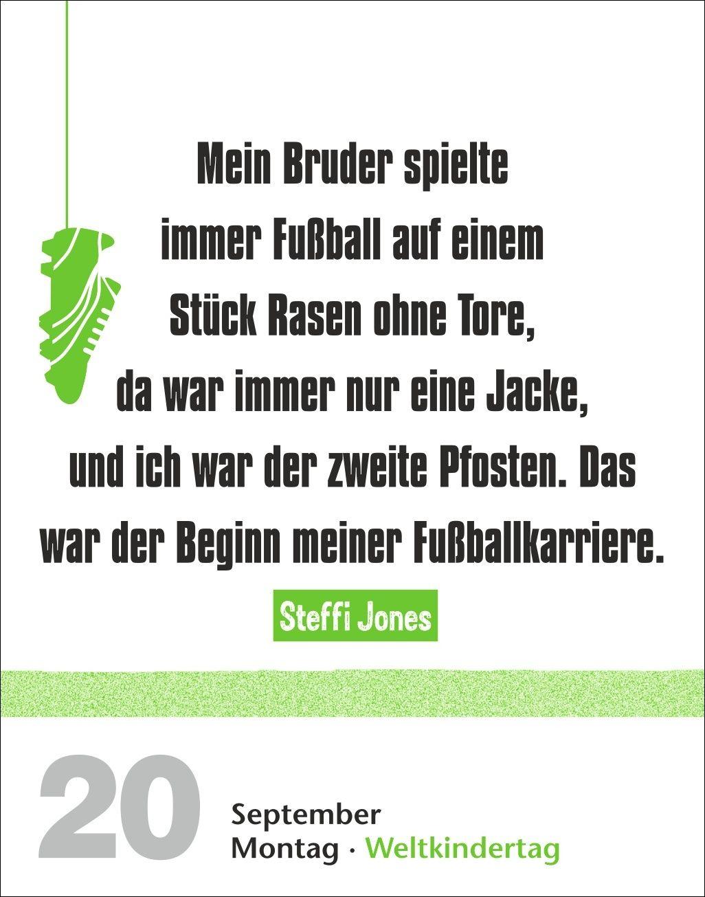 Beispielinhalt (Bild) Lattenknaller Tagesabreißkalender 2027 - Die witzigsten Fußballersprüche