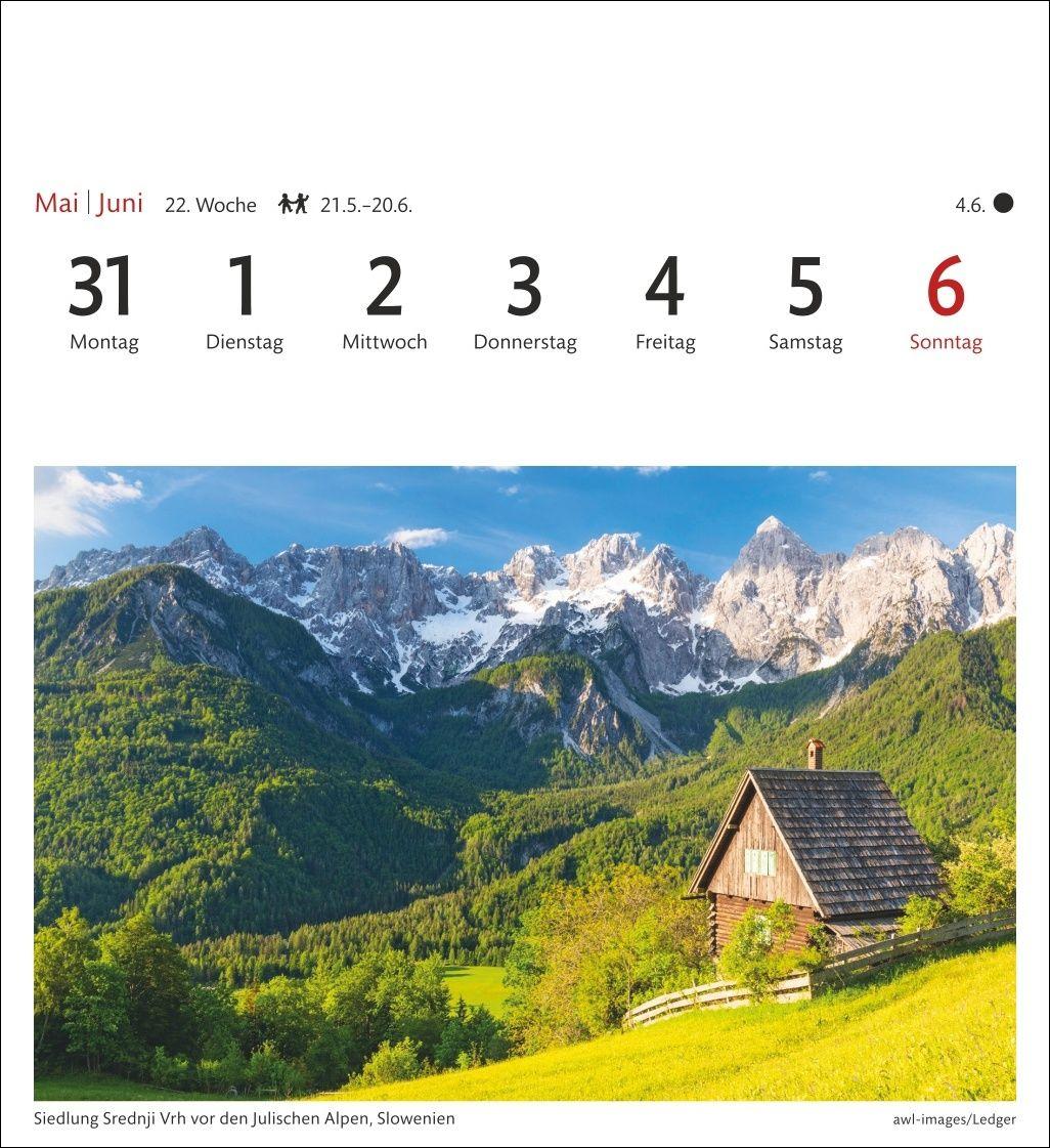 Beispielinhalt (Bild) Alpen Sehnsuchtskalender 2027 - Wochenkalender mit 53 Postkarten
