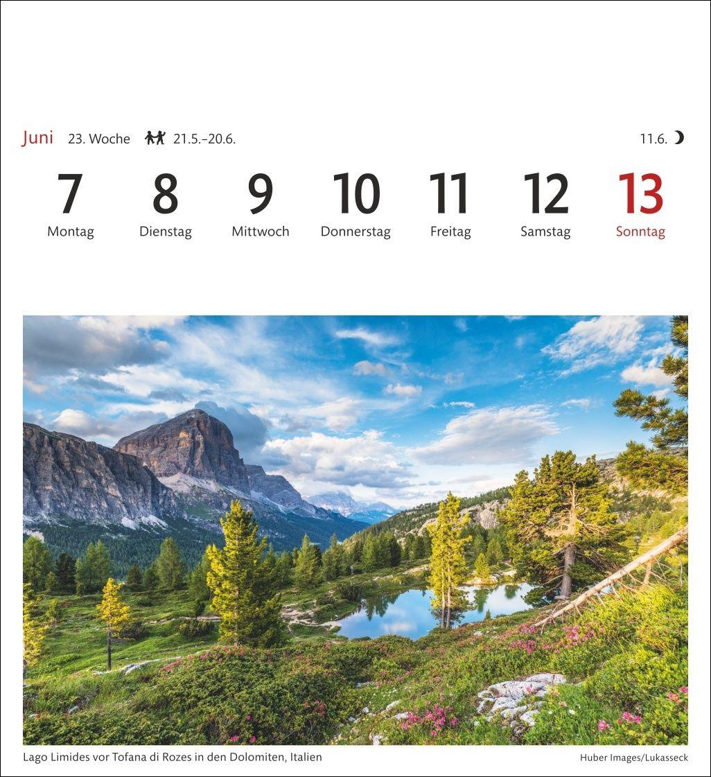 Beispielinhalt (Bild) Alpen Sehnsuchtskalender 2027 - Wochenkalender mit 53 Postkarten