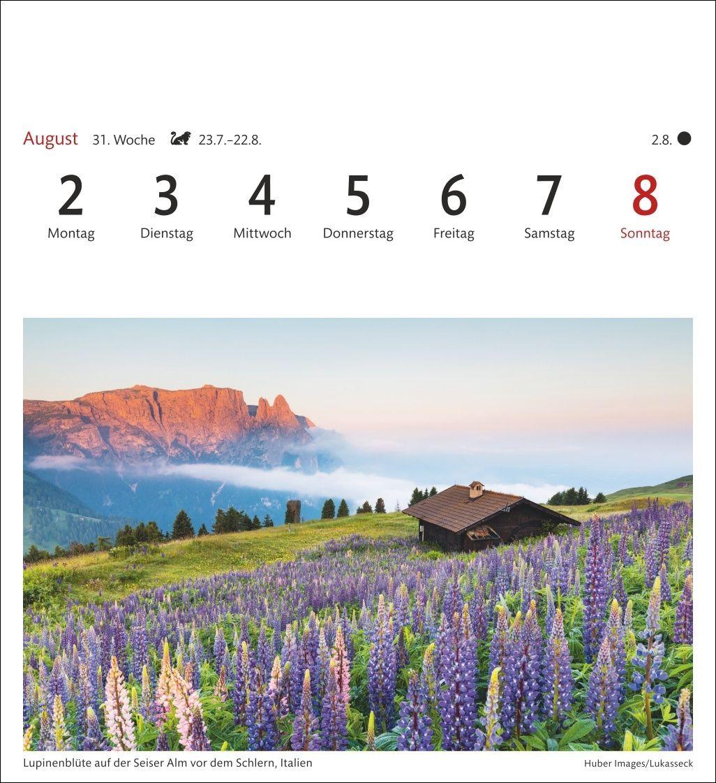 Beispielinhalt (Bild) Alpen Sehnsuchtskalender 2027 - Wochenkalender mit 53 Postkarten