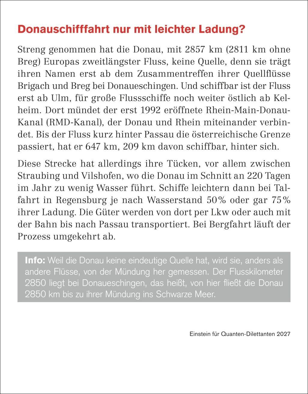 Beispielinhalt (Bild) Einstein für Quanten-Dilettanten Tagesabreißkalender 2027 - Ein vergnüglicher Crashkurs in Sachen Naturwissenschaften