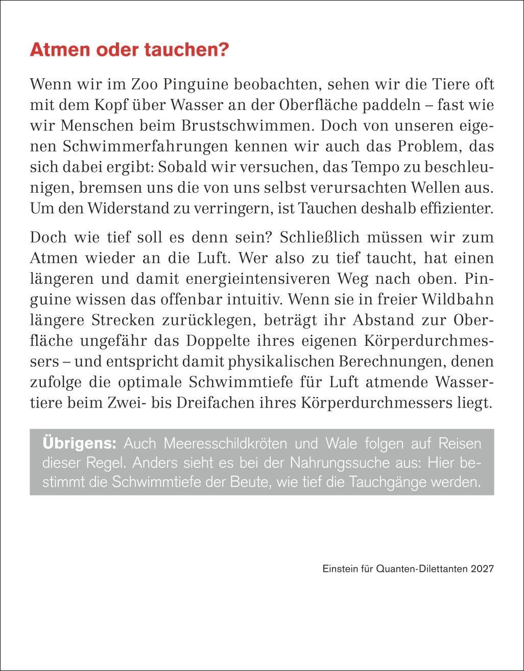 Beispielinhalt (Bild) Einstein für Quanten-Dilettanten Tagesabreißkalender 2027 - Ein vergnüglicher Crashkurs in Sachen Naturwissenschaften
