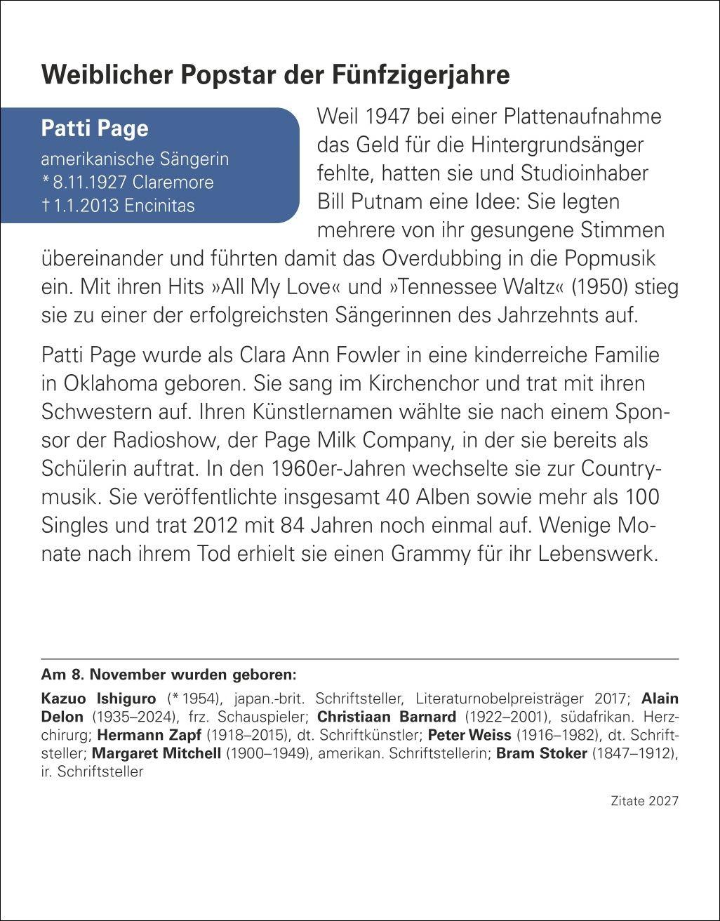 Beispielinhalt (Bild) Zitate Tagesabreißkalender 2027