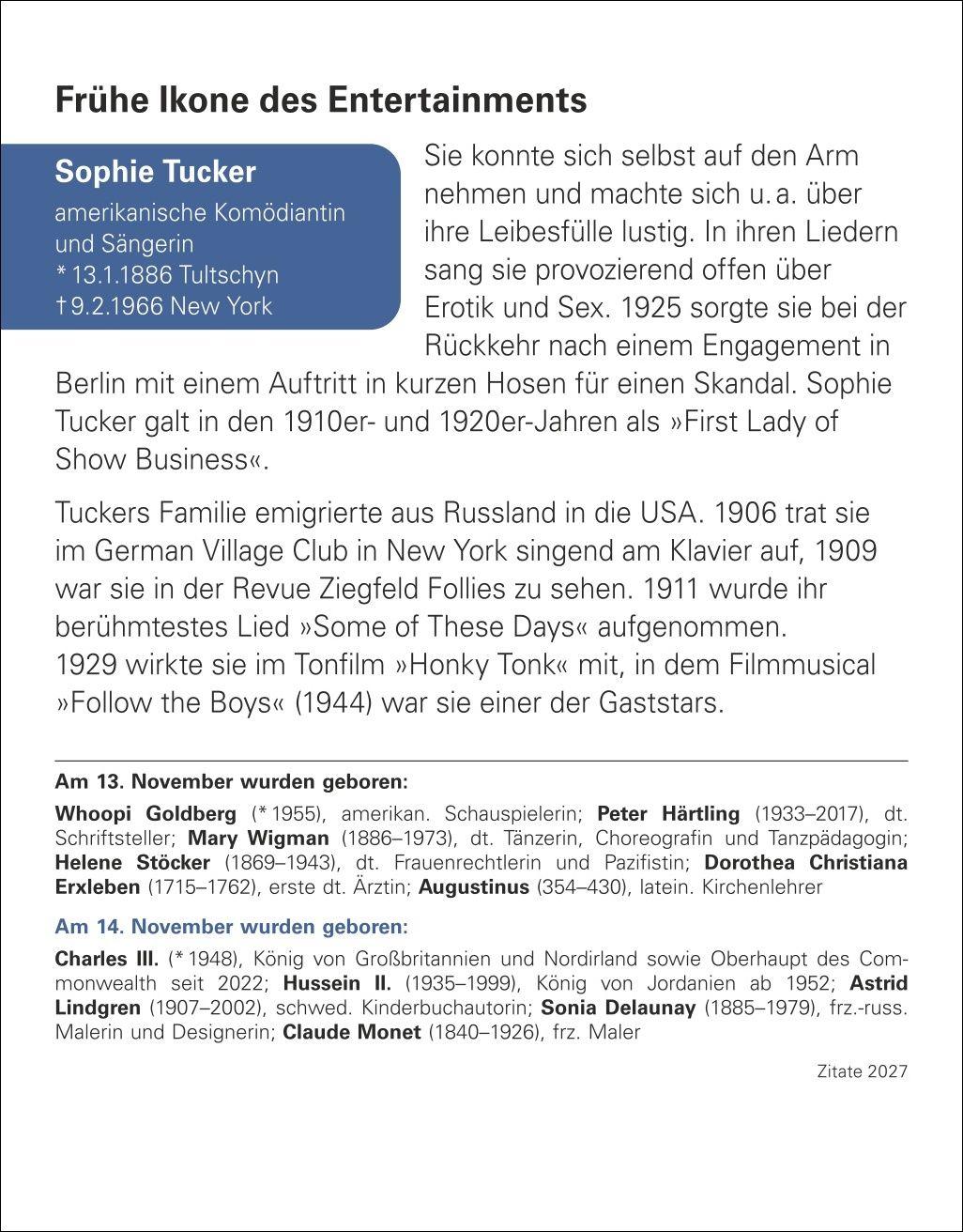 Beispielinhalt (Bild) Zitate Tagesabreißkalender 2027