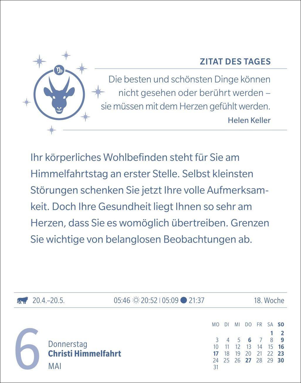 Beispielinhalt (Bild) Steinbock Sternzeichenkalender 2027 - Tagesabreißkalender - Ihr Horoskop für jeden Tag