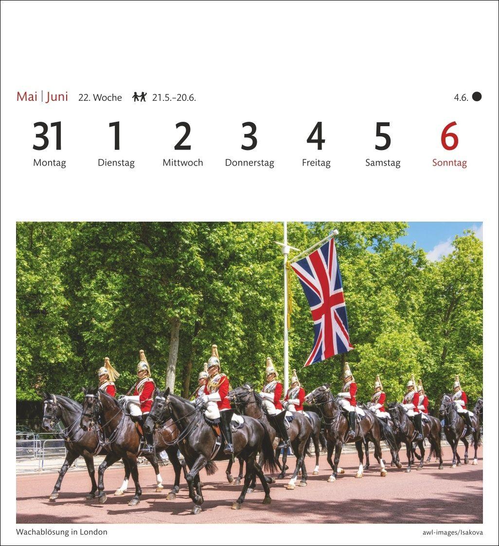 Beispielinhalt (Bild) England Sehnsuchtskalender 2027 - Wochenkalender mit 53 Postkarten