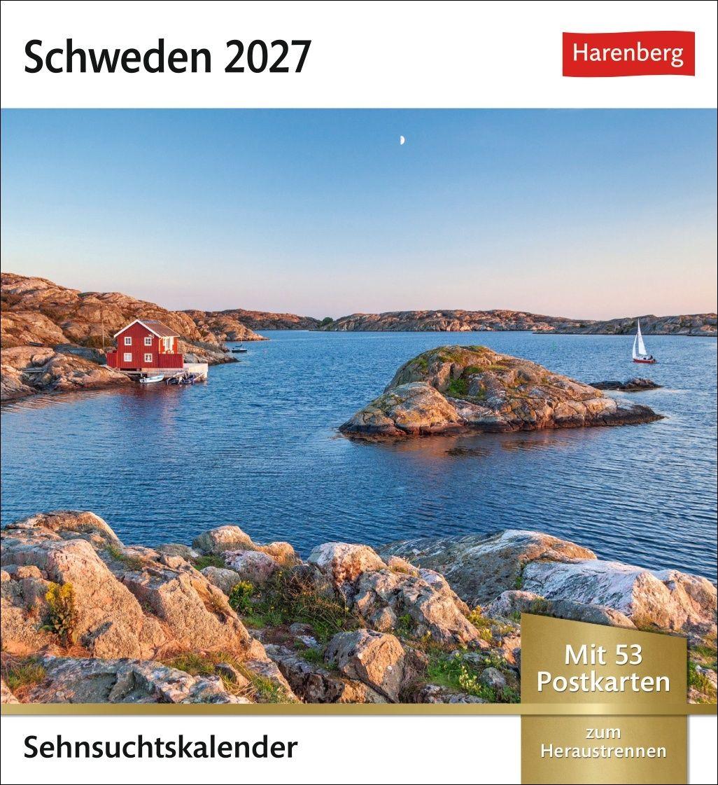 Vorderes Coverbild Schweden Sehnsuchtskalender 2027 - Wochenkalender mit 53 Postkarten