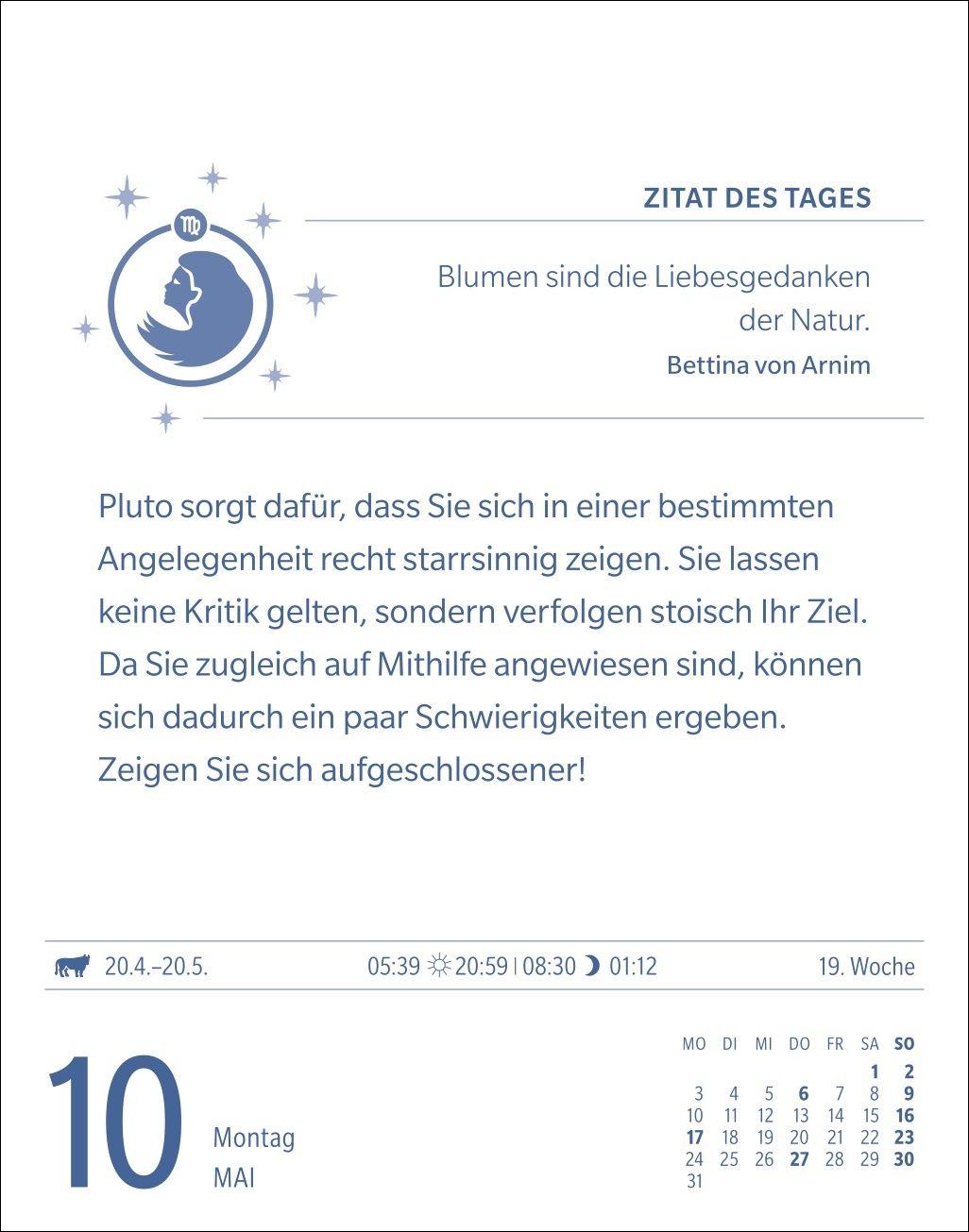 Beispielinhalt (Bild) Jungfrau Sternzeichenkalender 2027 - Tagesabreißkalender - Ihr Horoskop für jeden Tag