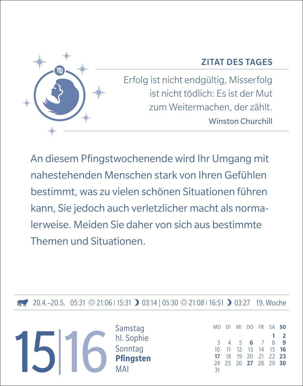 Beispielinhalt (Bild) Jungfrau Sternzeichenkalender 2027 - Tagesabreißkalender - Ihr Horoskop für jeden Tag