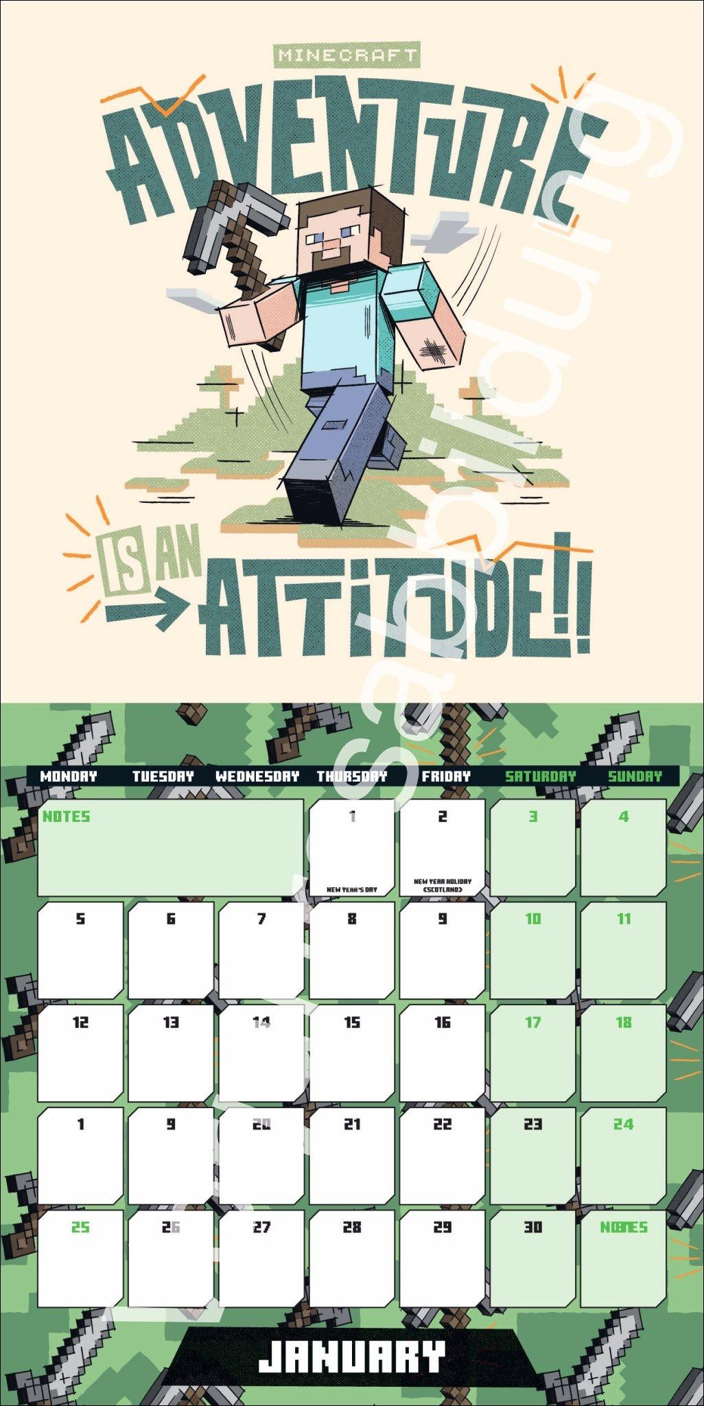 Beispielinhalt (Bild) Minecraft Broschurkalender 2027