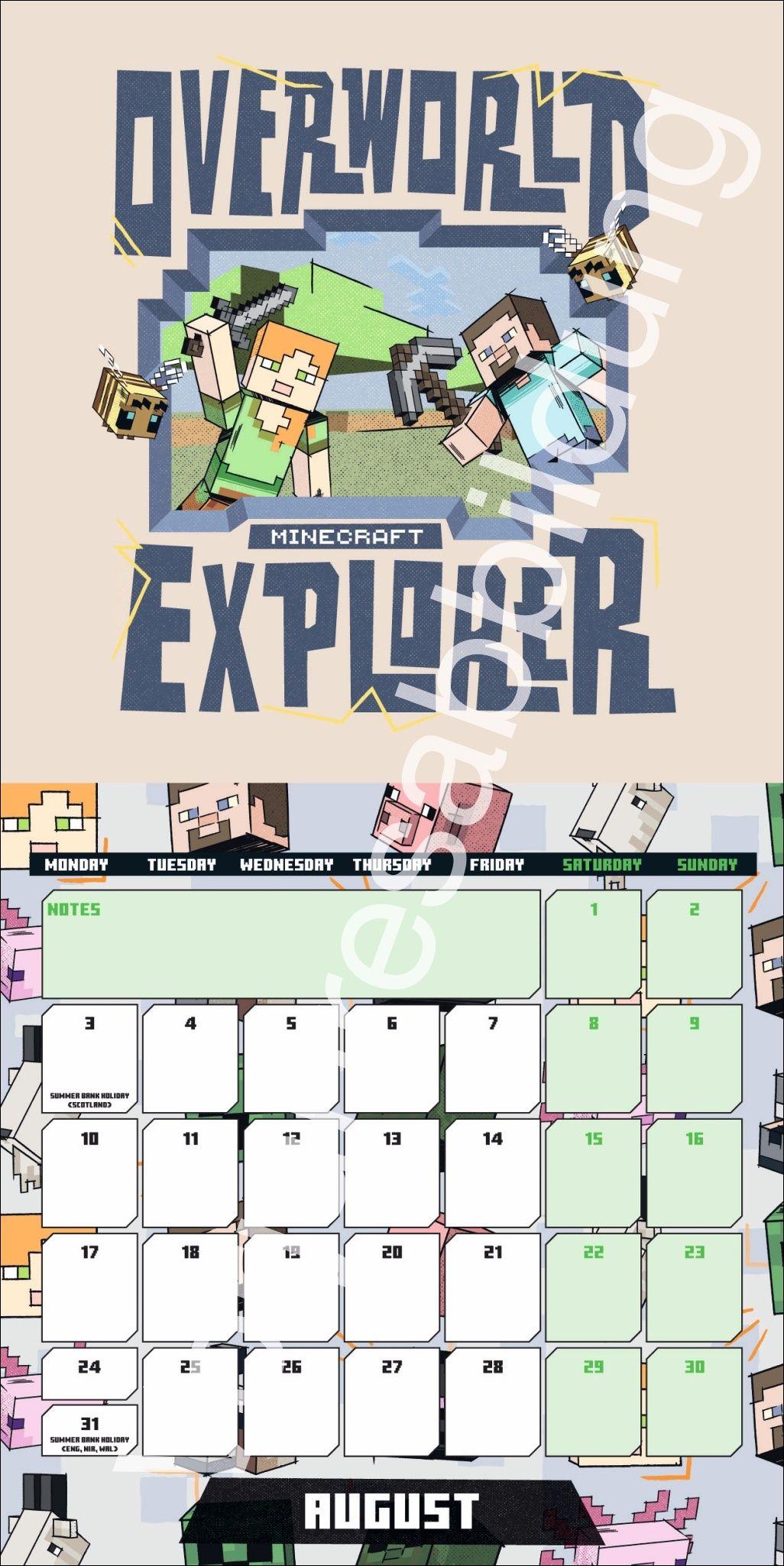 Beispielinhalt (Bild) Minecraft Broschurkalender 2027