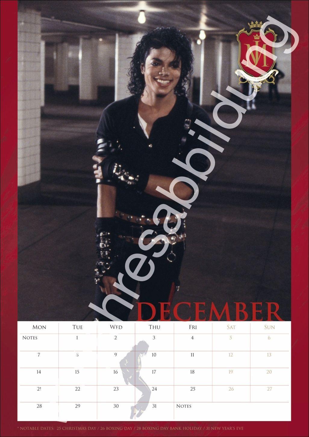 Beispielinhalt (Bild) Michael Jackson Posterkalender 2027