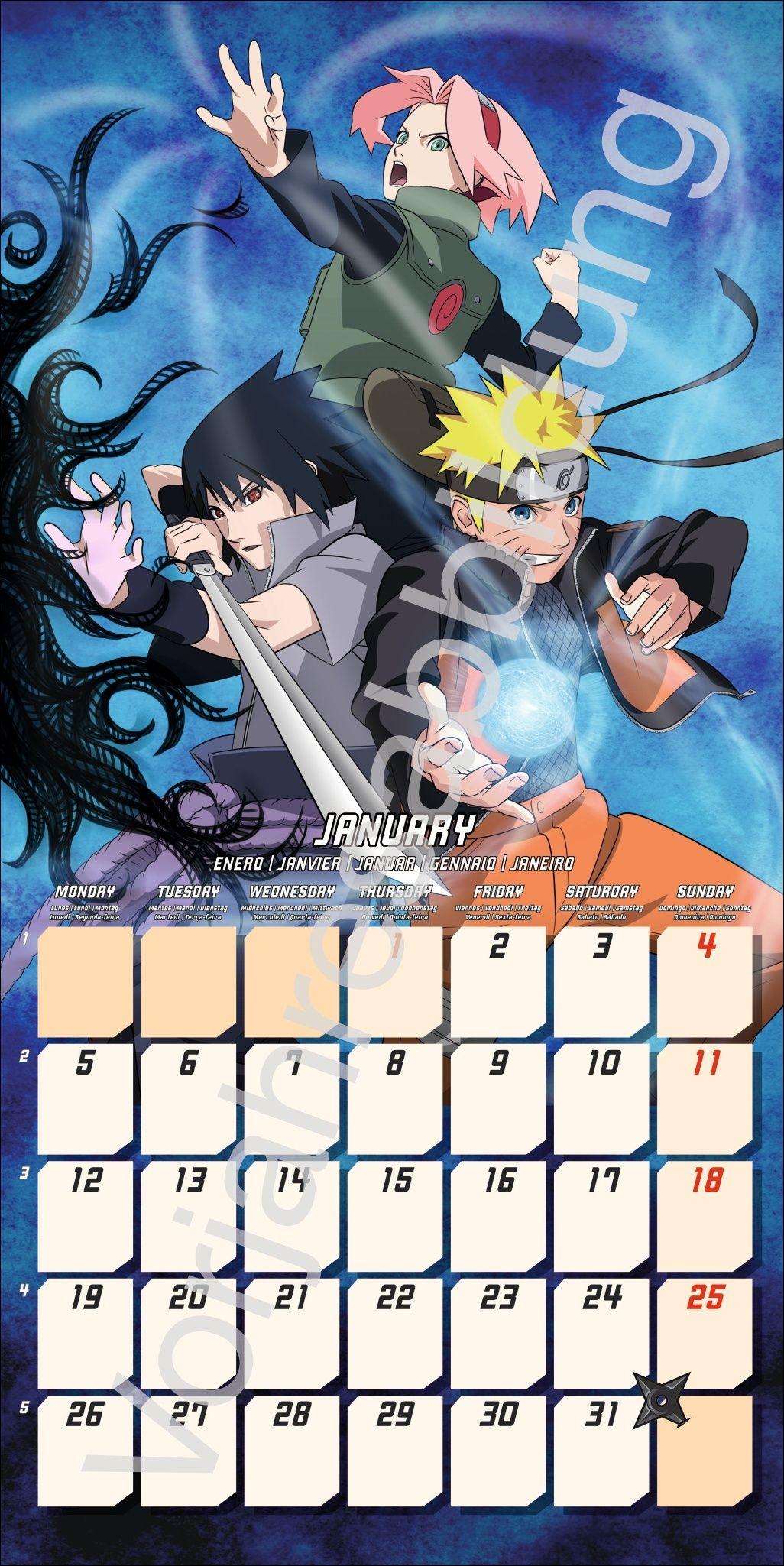 Beispielinhalt (Bild) Naruto Broschurkalender 2027