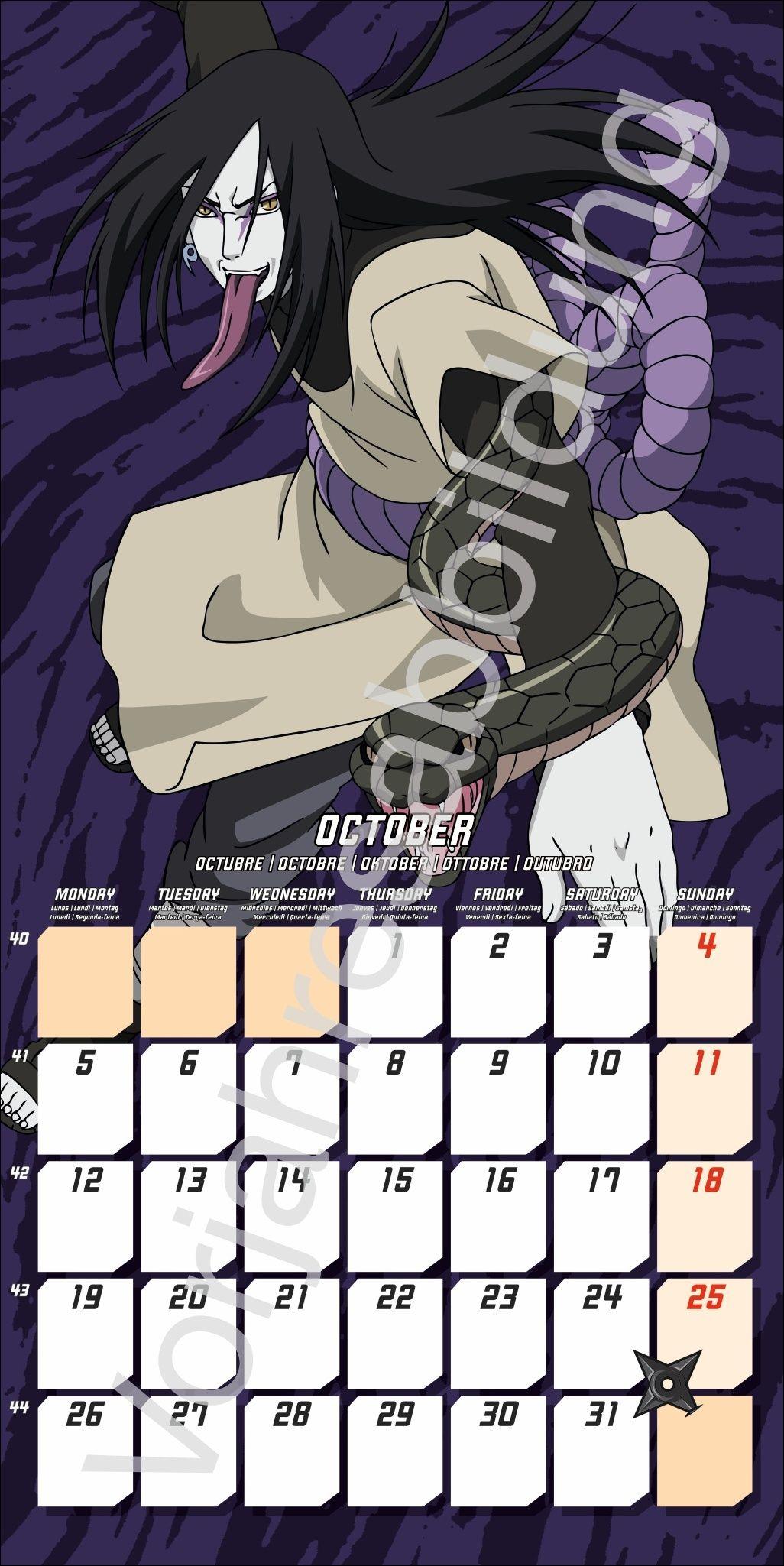 Beispielinhalt (Bild) Naruto Broschurkalender 2027