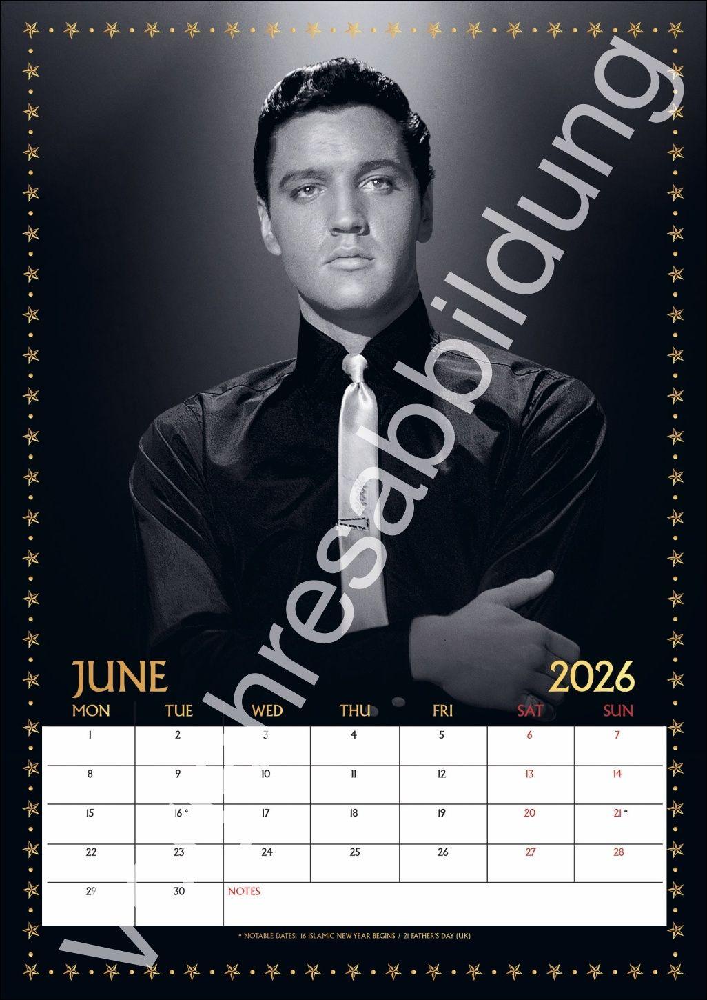 Beispielinhalt (Bild) Elvis Posterkalender 2027