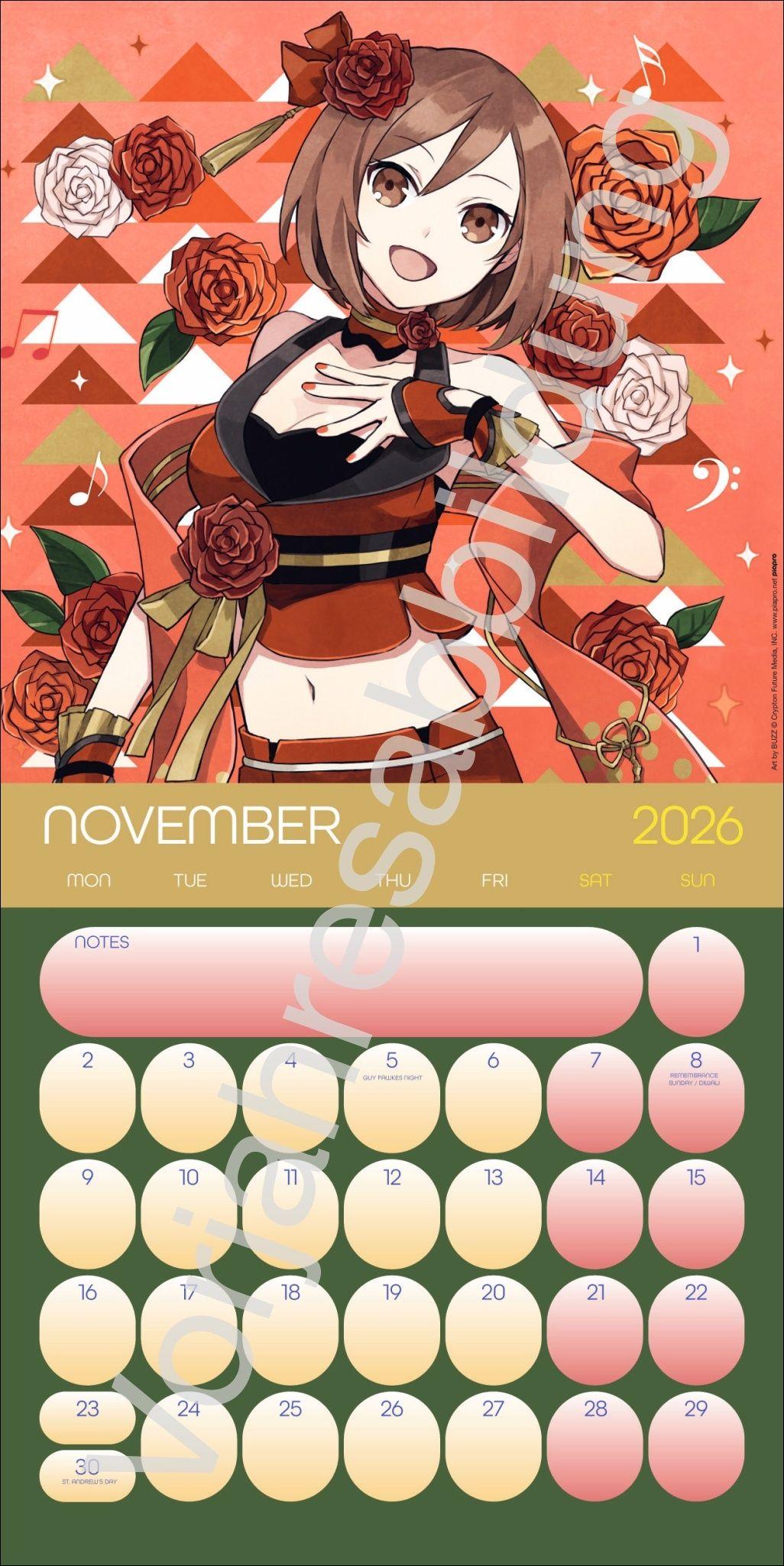 Beispielinhalt (Bild) Hatsune Miku Broschurkalender 2027