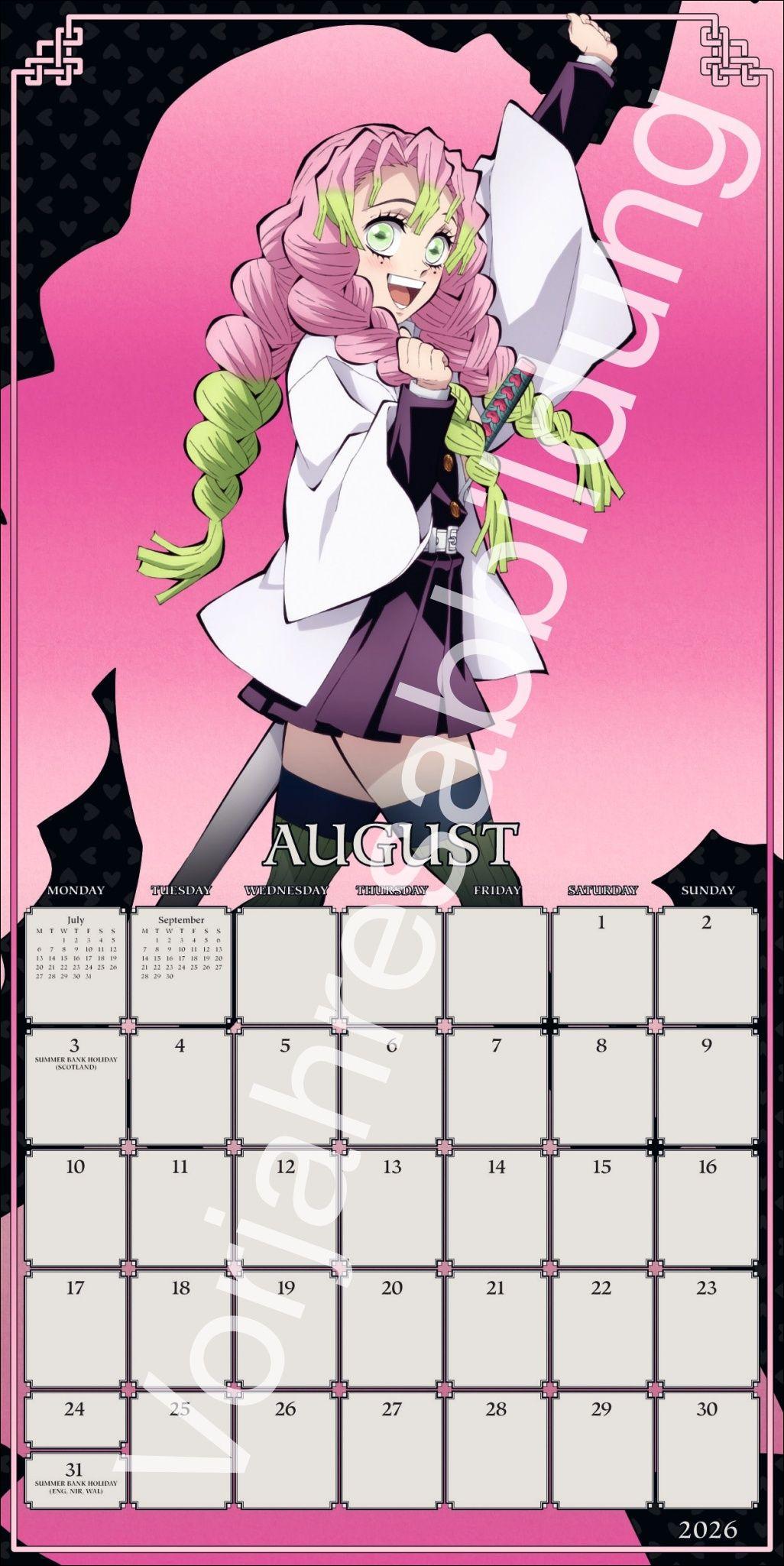 Beispielinhalt (Bild) Demon Slayer Broschurkalender 2027