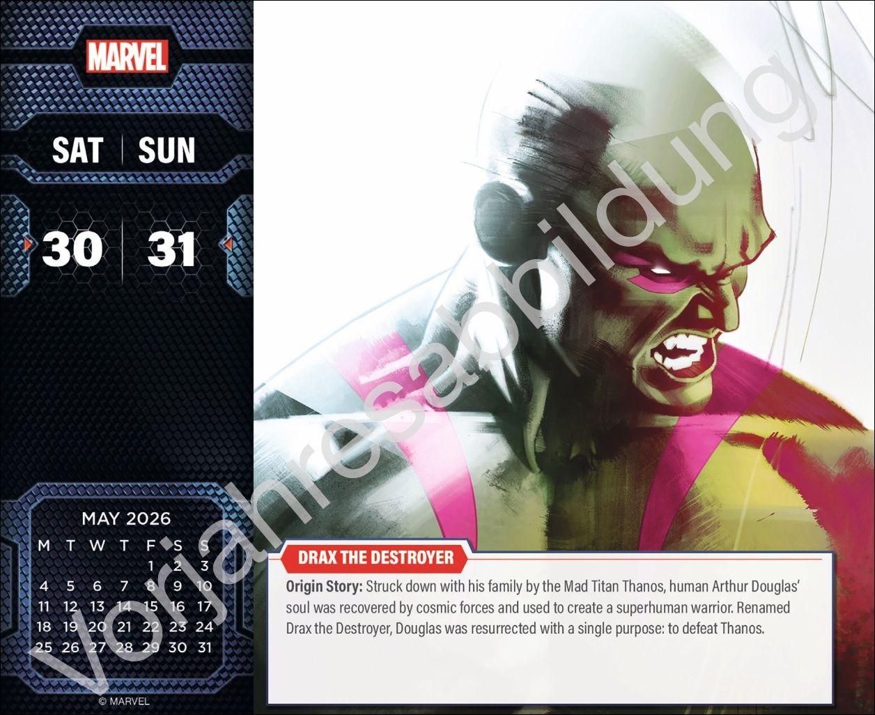 Beispielinhalt (Bild) Marvel Comics Tagesabreißkalender 2027