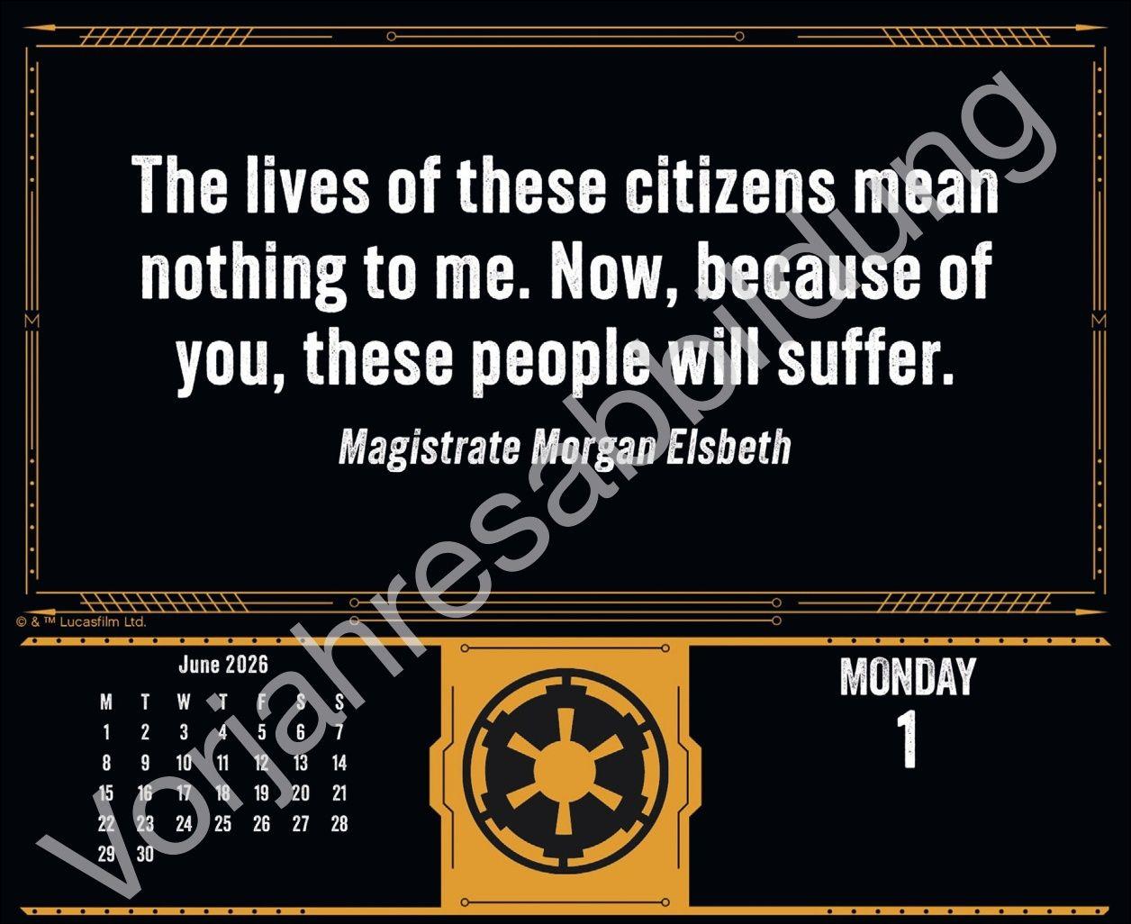 Beispielinhalt (Bild) The Mandalorian Tagesabreißkalender 2027