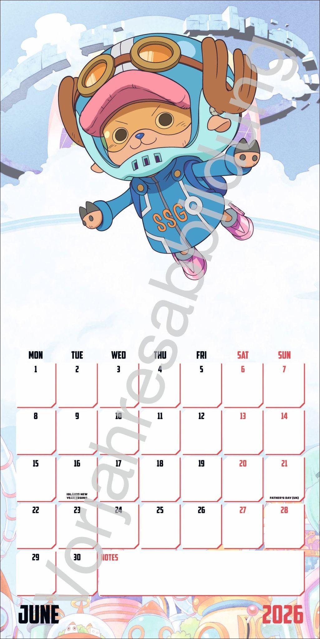 Beispielinhalt (Bild) One Piece Broschurkalender 2027