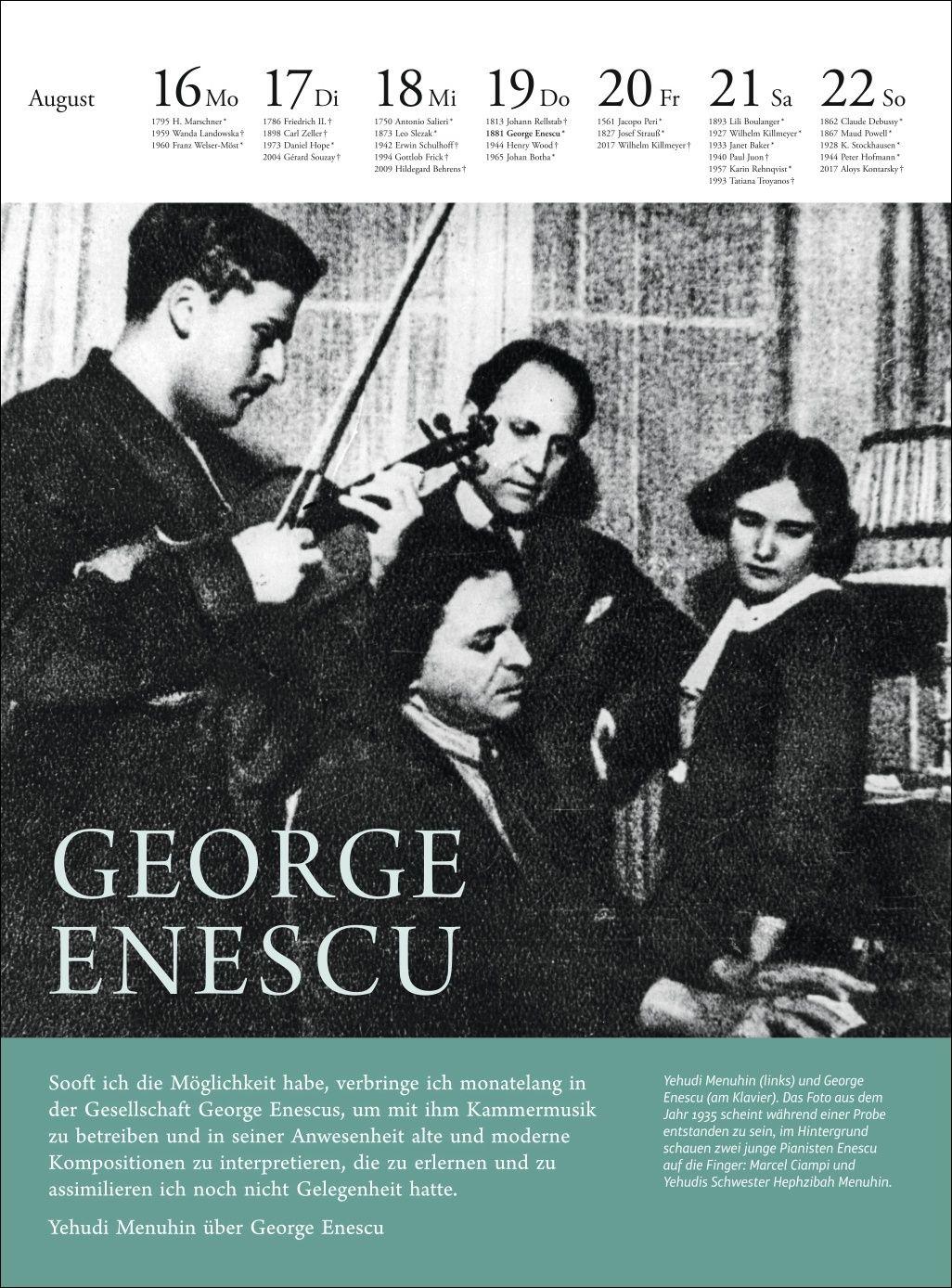 Beispielinhalt (Bild) Der Musik Kalender Wochenkalender 2027