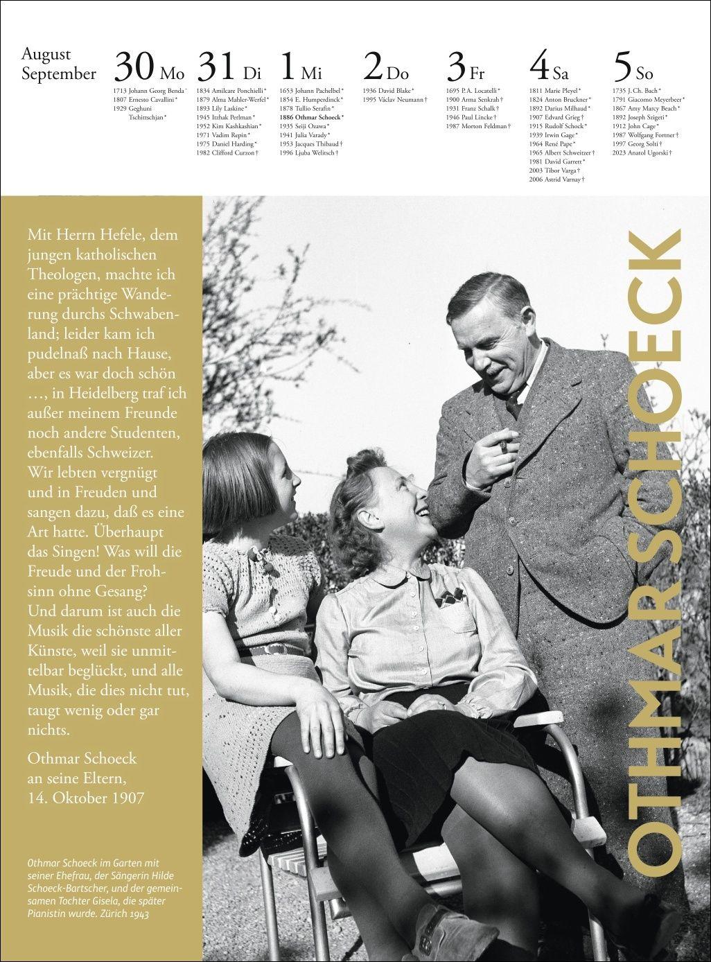 Beispielinhalt (Bild) Der Musik Kalender Wochenkalender 2027