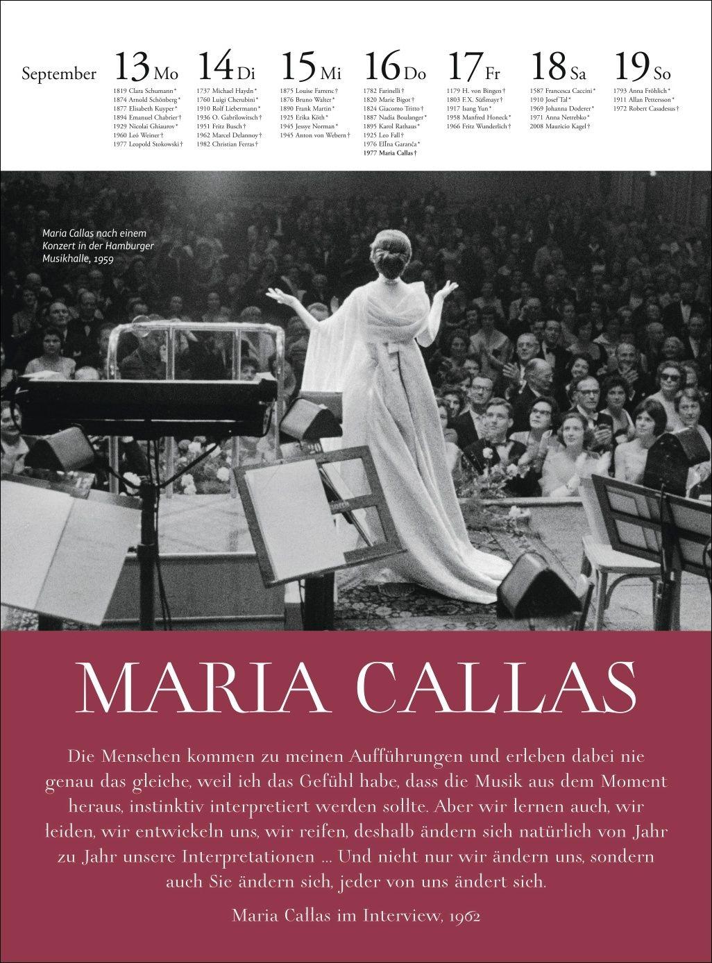 Beispielinhalt (Bild) Der Musik Kalender Wochenkalender 2027