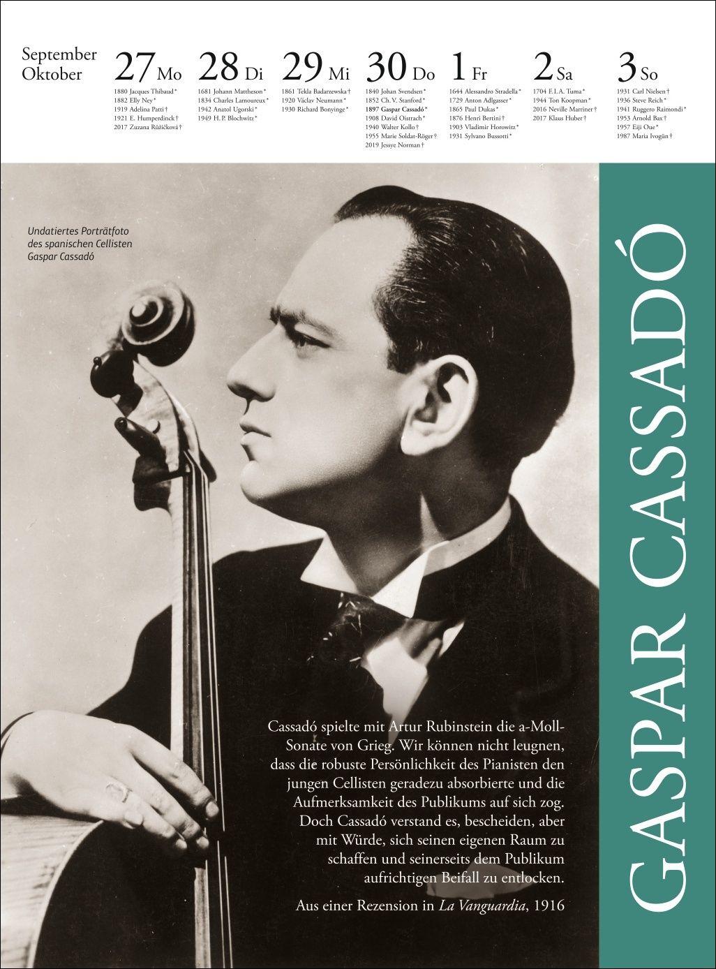 Beispielinhalt (Bild) Der Musik Kalender Wochenkalender 2027