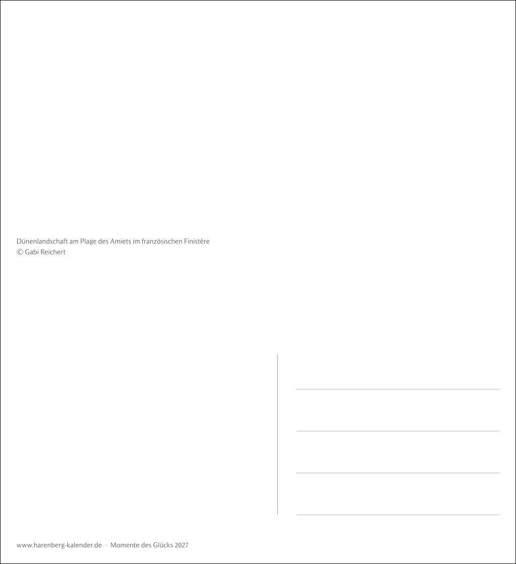 Beispielinhalt (Bild) Momente des Glücks Postkartenkalender 2027 - Wochenkalender mit Zitaten, mit 53 Postkarten