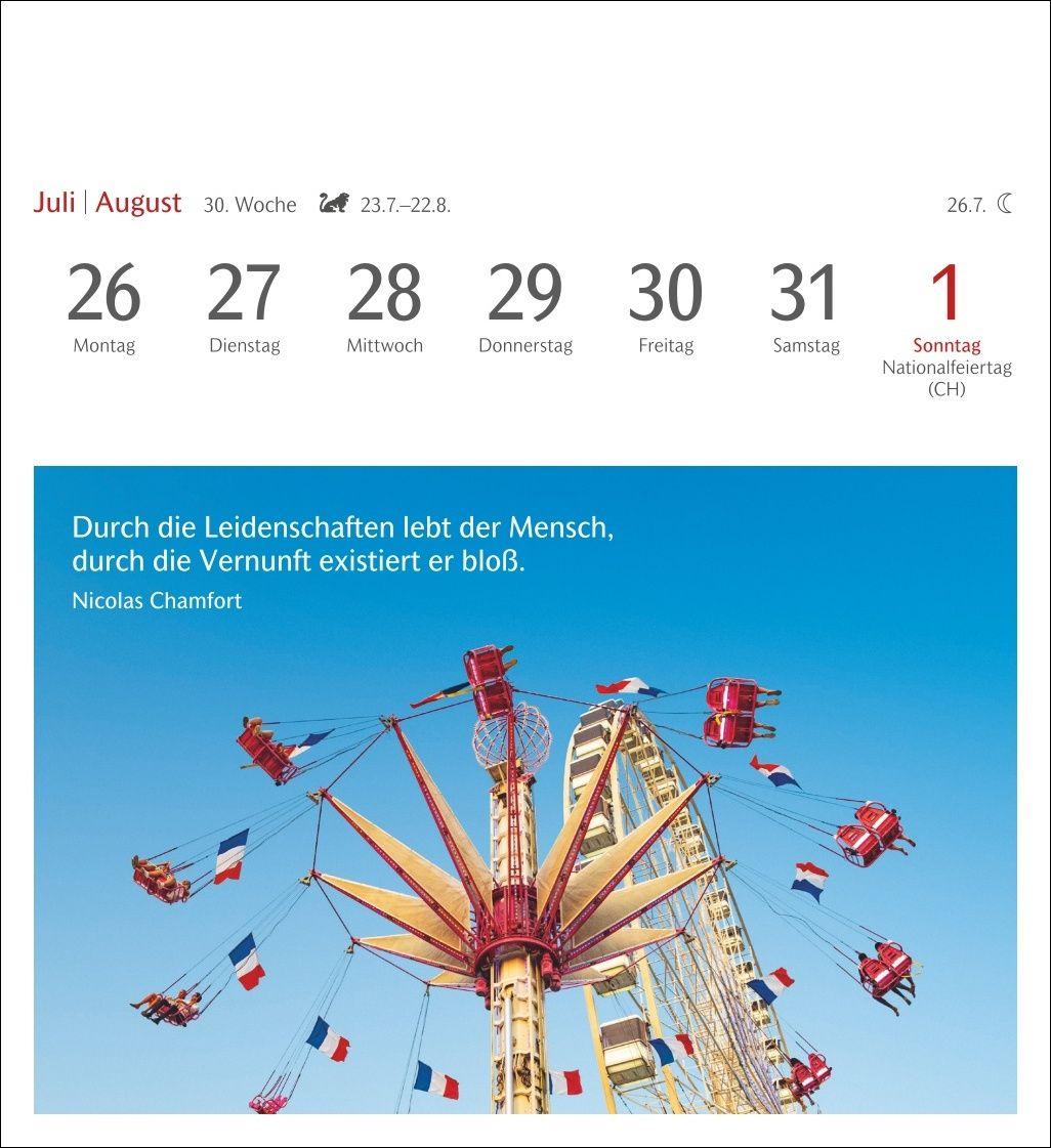 Beispielinhalt (Bild) Momente des Glücks Postkartenkalender 2027 - Wochenkalender mit Zitaten, mit 53 Postkarten