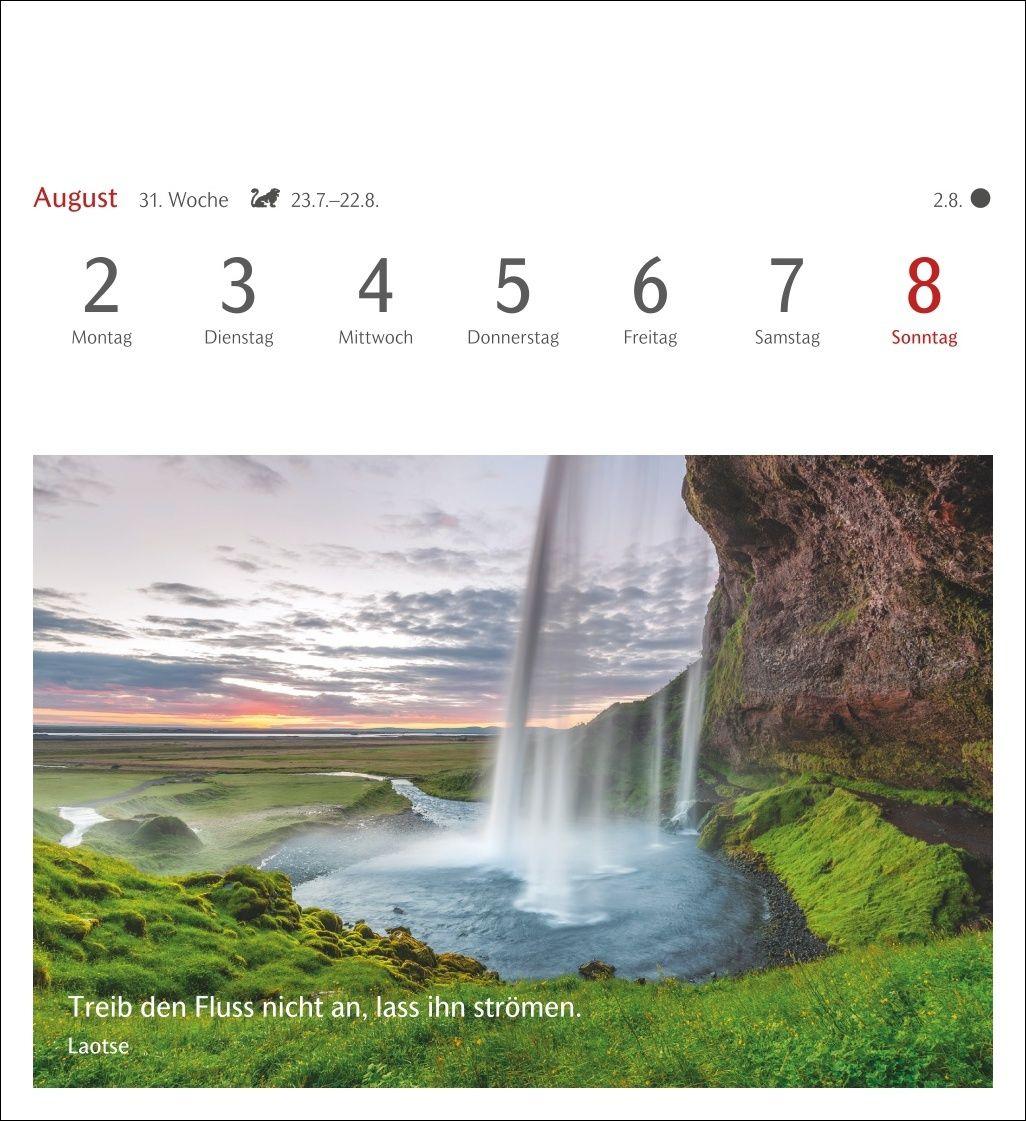 Beispielinhalt (Bild) Momente des Glücks Postkartenkalender 2027 - Wochenkalender mit Zitaten, mit 53 Postkarten