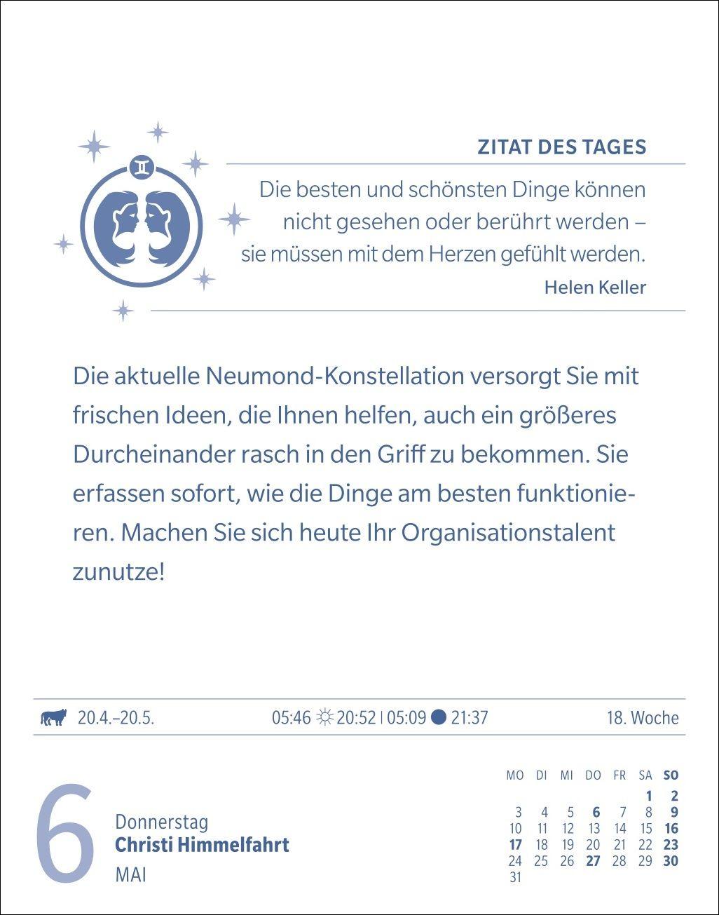 Beispielinhalt (Bild) Zwillinge Sternzeichenkalender 2027 - Tagesabreißkalender - Ihr Horoskop für jeden Tag