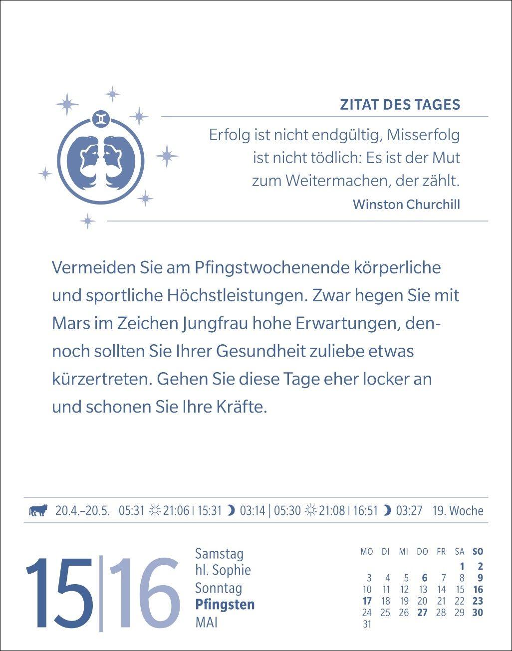 Beispielinhalt (Bild) Zwillinge Sternzeichenkalender 2027 - Tagesabreißkalender - Ihr Horoskop für jeden Tag