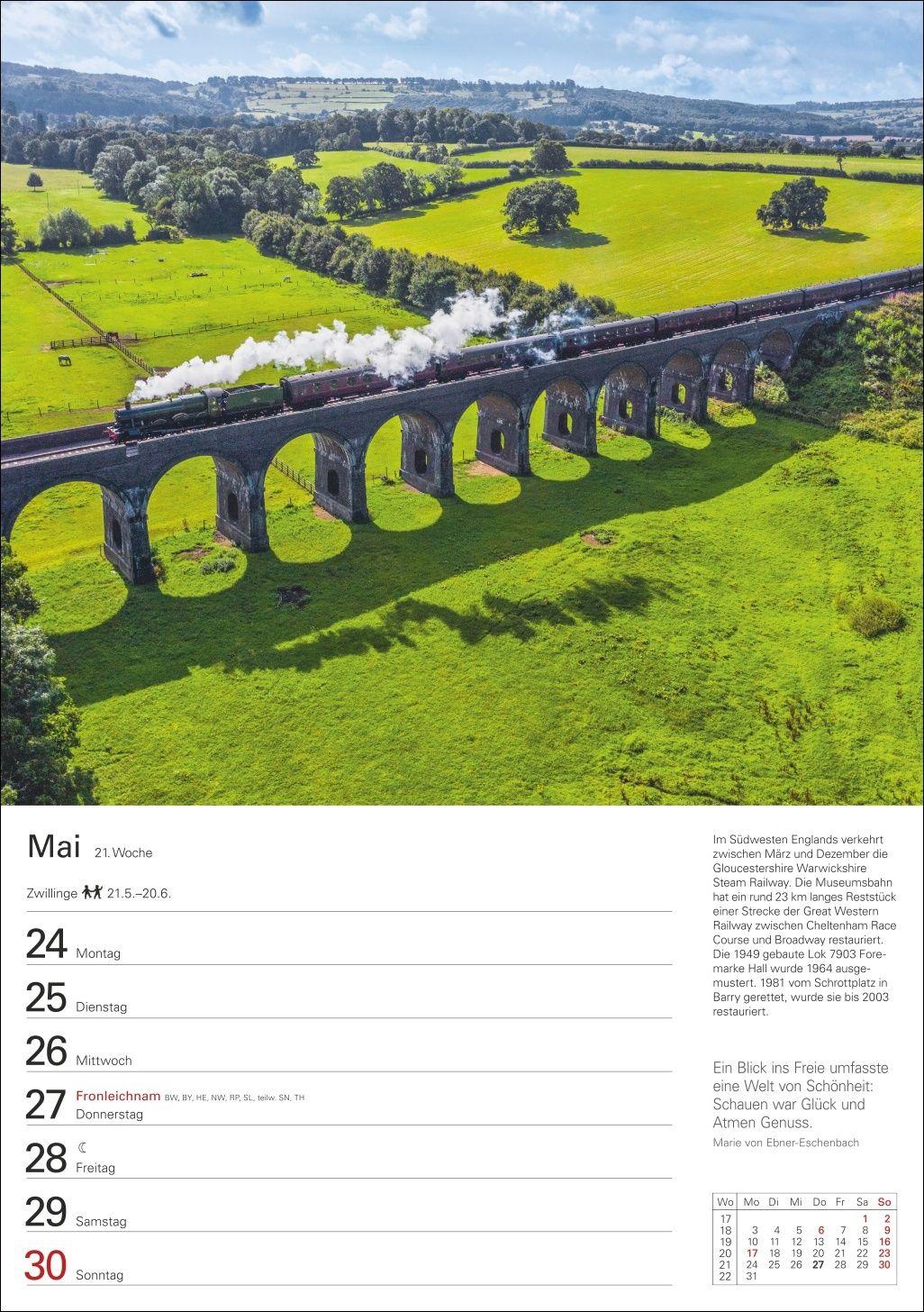 Beispielinhalt (Bild) Eisenbahnen Wochenplaner 2027 - 53 faszinierende Fotografien