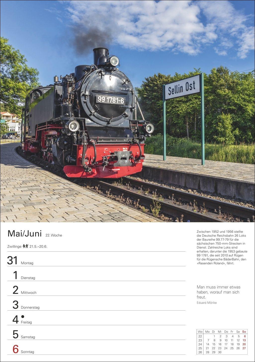 Beispielinhalt (Bild) Eisenbahnen Wochenplaner 2027 - 53 faszinierende Fotografien