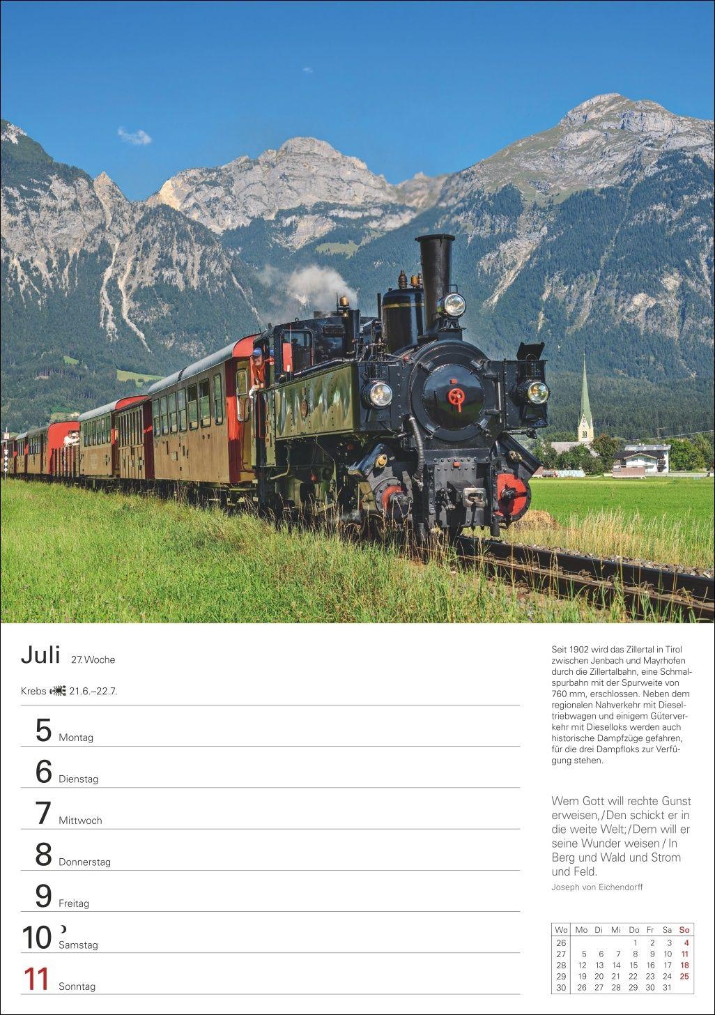Beispielinhalt (Bild) Eisenbahnen Wochenplaner 2027 - 53 faszinierende Fotografien