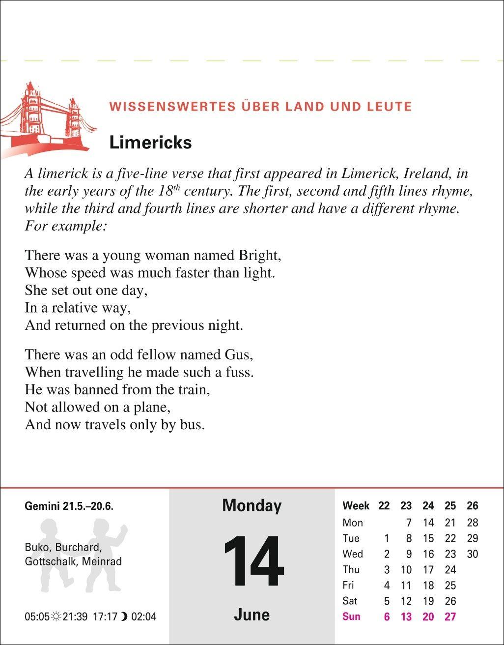 Beispielinhalt (Bild) Englisch Sprachkalender 2027 - Englisch lernen leicht gemacht - Tagesabreißkalender