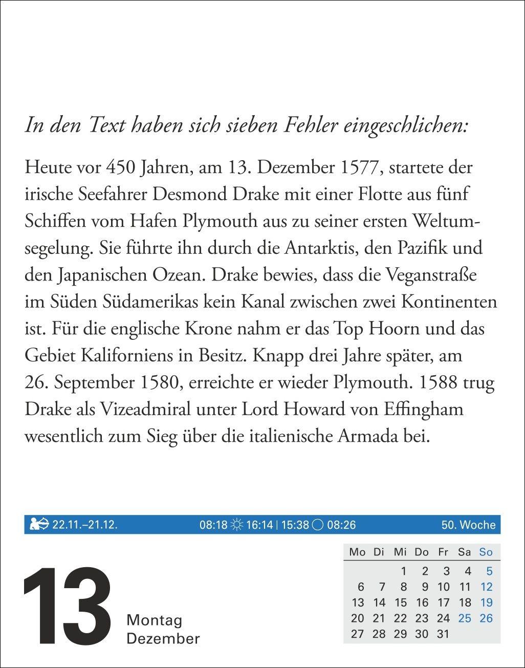 Beispielinhalt (Bild) Wissen Tagesabreißkalender 2027 - Quizfragen aus Geschichte, Politik, Kultur, Technik und Sport