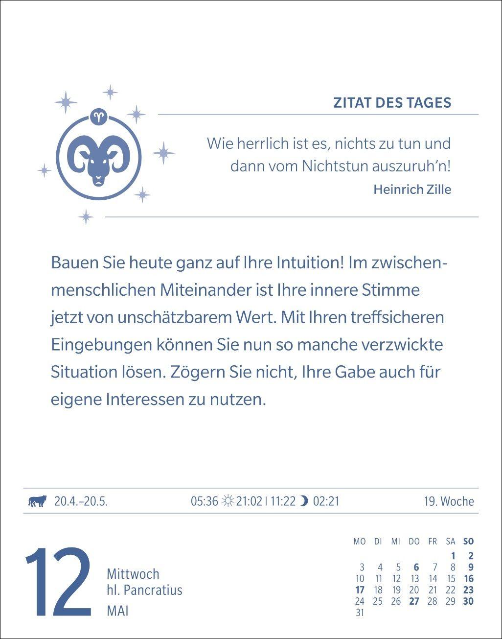 Beispielinhalt (Bild) Widder Sternzeichenkalender 2027 - Tagesabreißkalender - Ihr Horoskop für jeden Tag